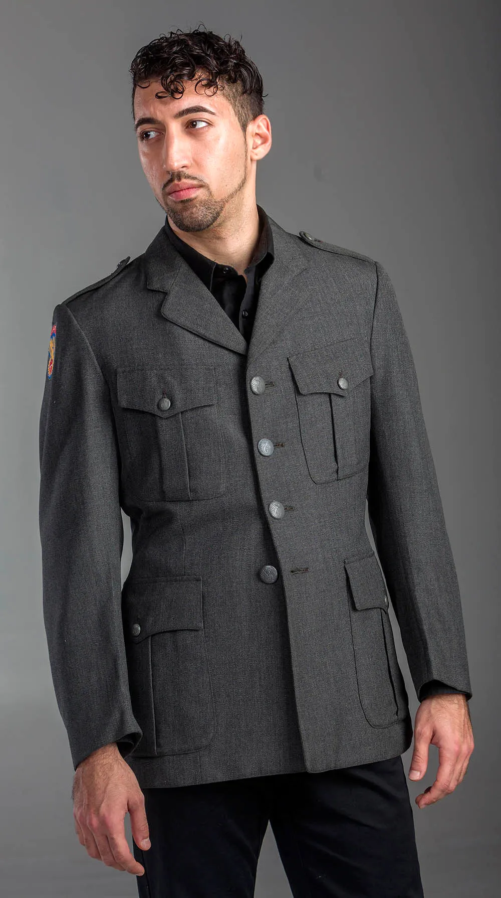 Authentic Charcoal Military Style Blazer