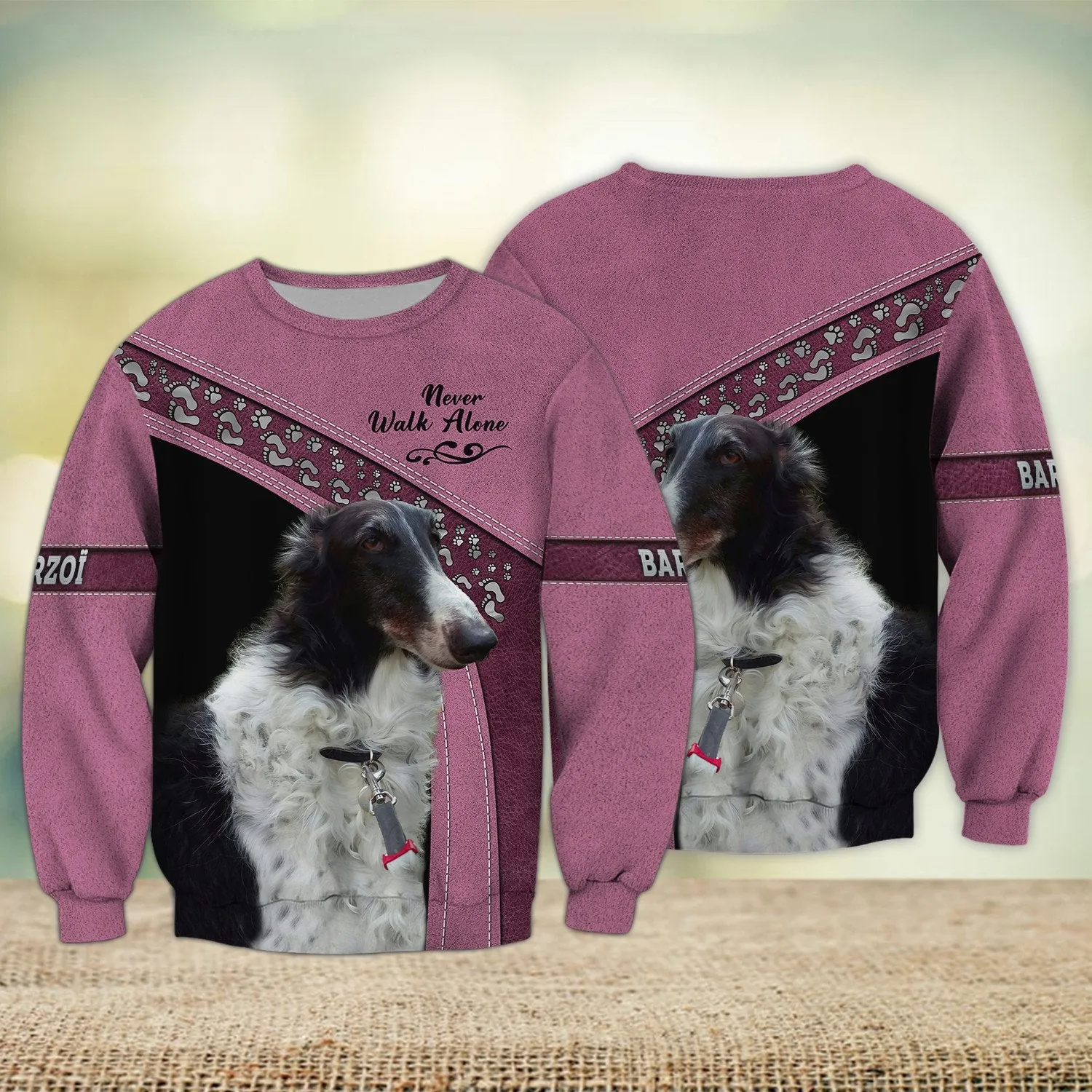 Barzoï Love Never Walk Alone 3D Full Print Shirts, Shirt For Dog Lovers, Dog Memorial Gifts for loss of Dog