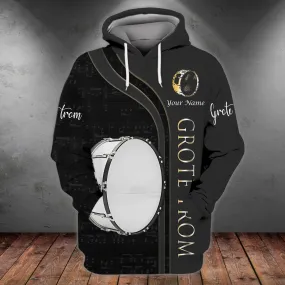 Bassdrum Personalized Name 3D Tshirt Zipper Hoodie Shirts, Gift for Musicial Lovers