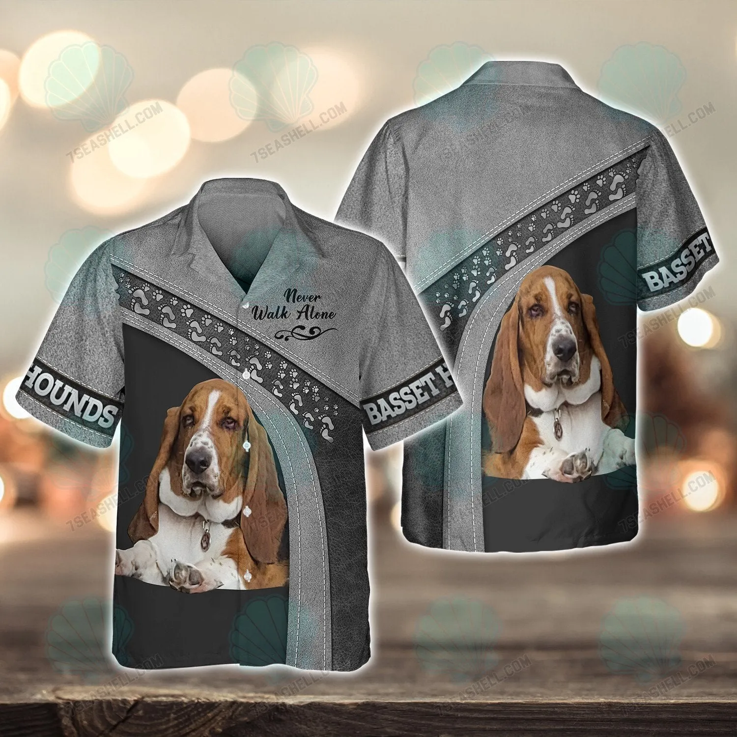 Basset Hound Love Grey Never Walk Alone 3D Full Print Shirts, Christmas Dog Memorial Gifts for loss of Dog