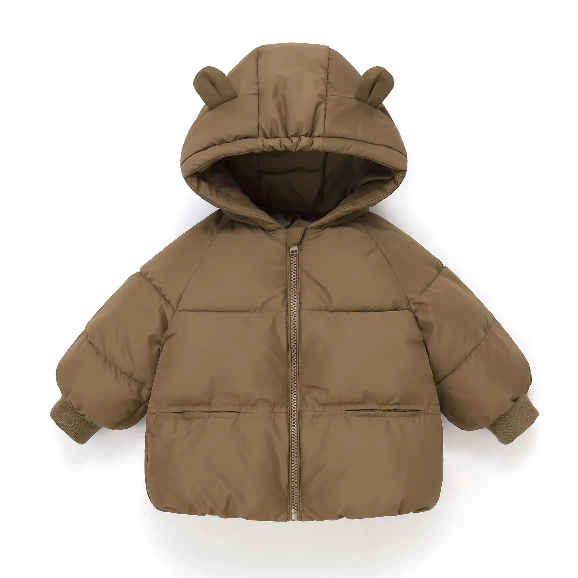 Bear Hooded Zip-Up Puffer Jacket for Kids