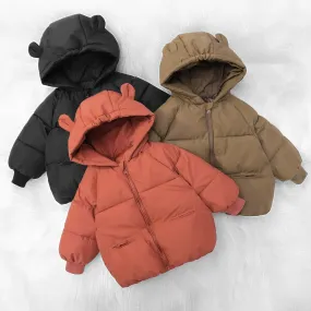 Bear Hooded Zip-Up Puffer Jacket for Kids