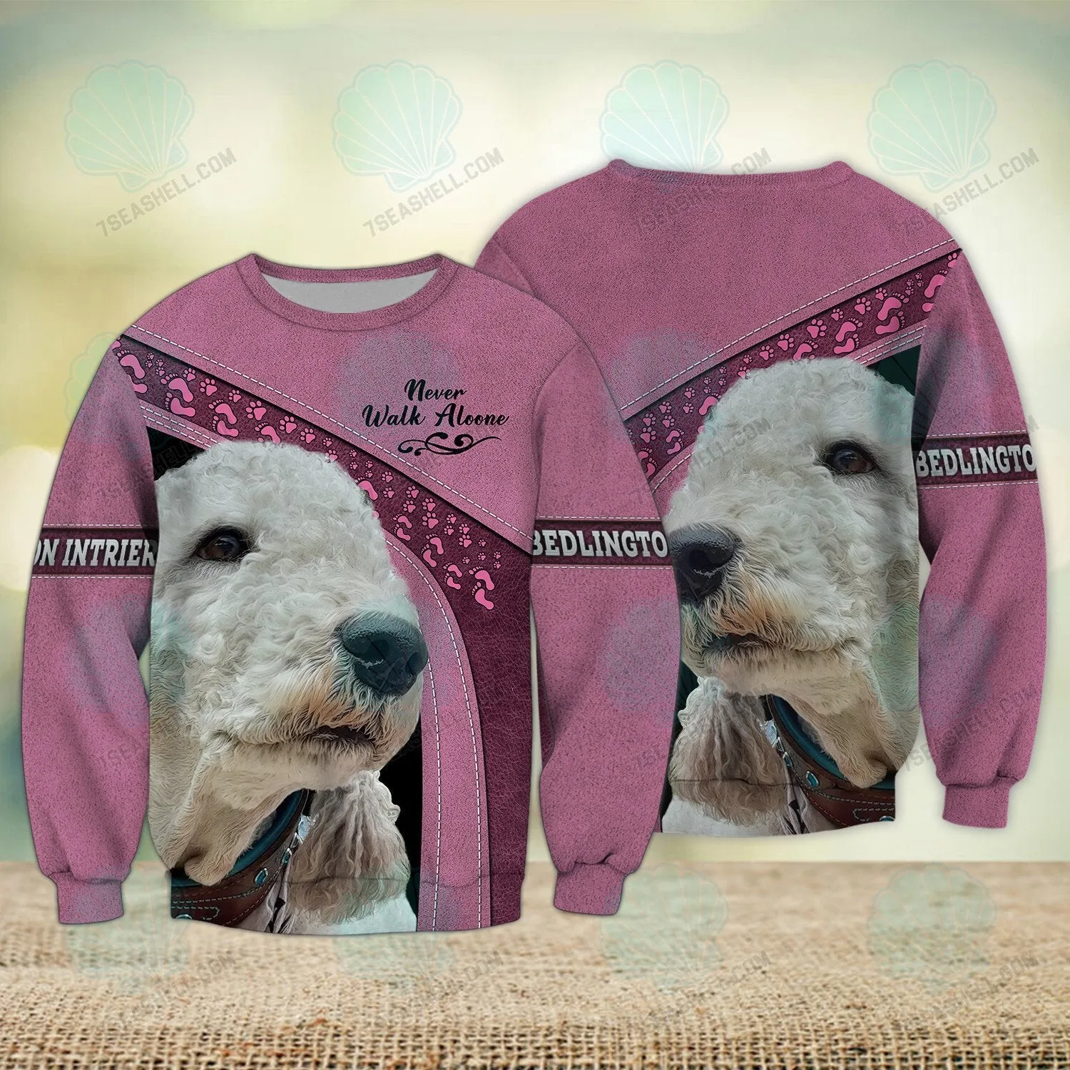 Bedlington Intrieri Love Never Walk Alone 3D Full Print Shirts, Christmas Dog Memorial Gifts for loss of Dog