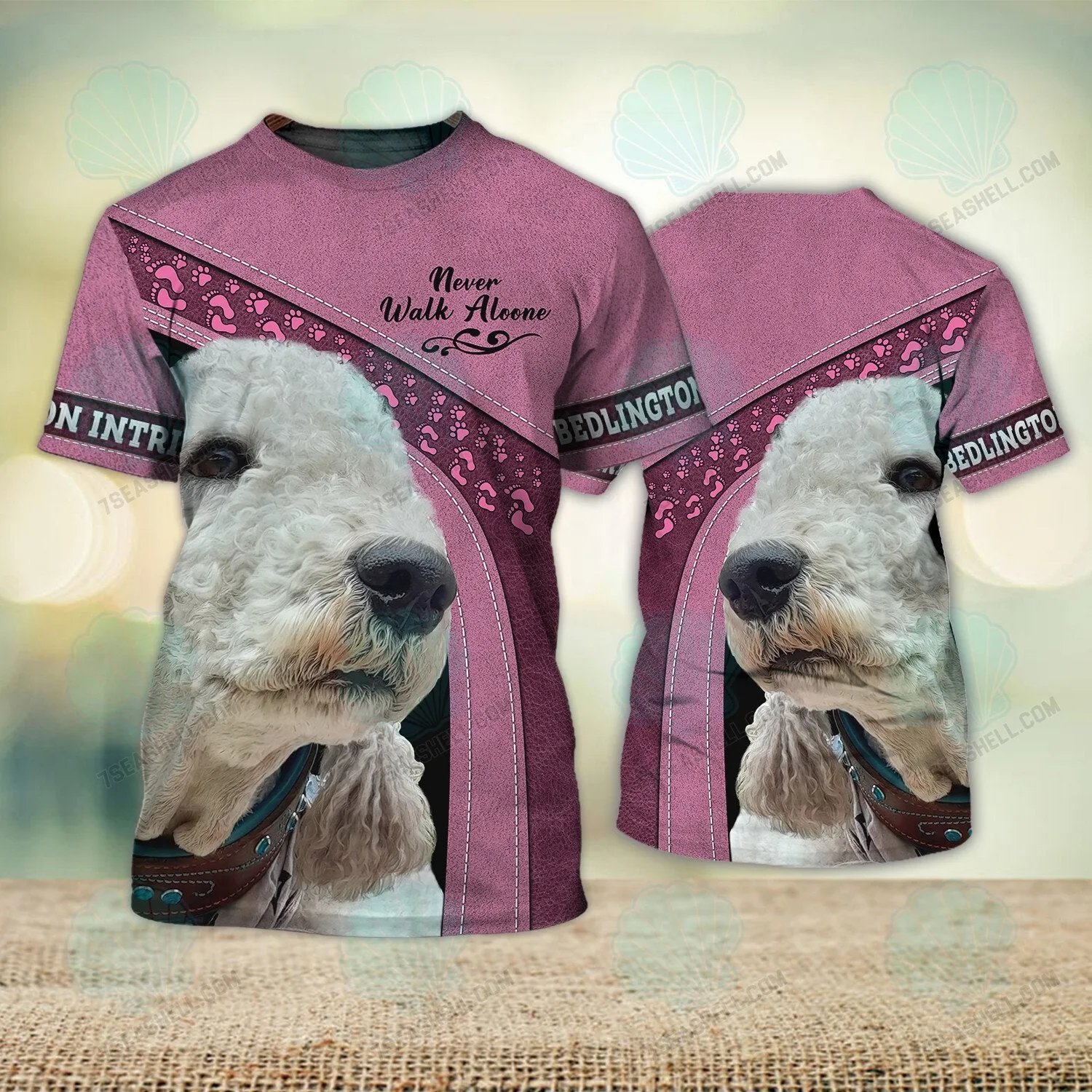 Bedlington Intrieri Love Never Walk Alone 3D Full Print Shirts, Christmas Dog Memorial Gifts for loss of Dog