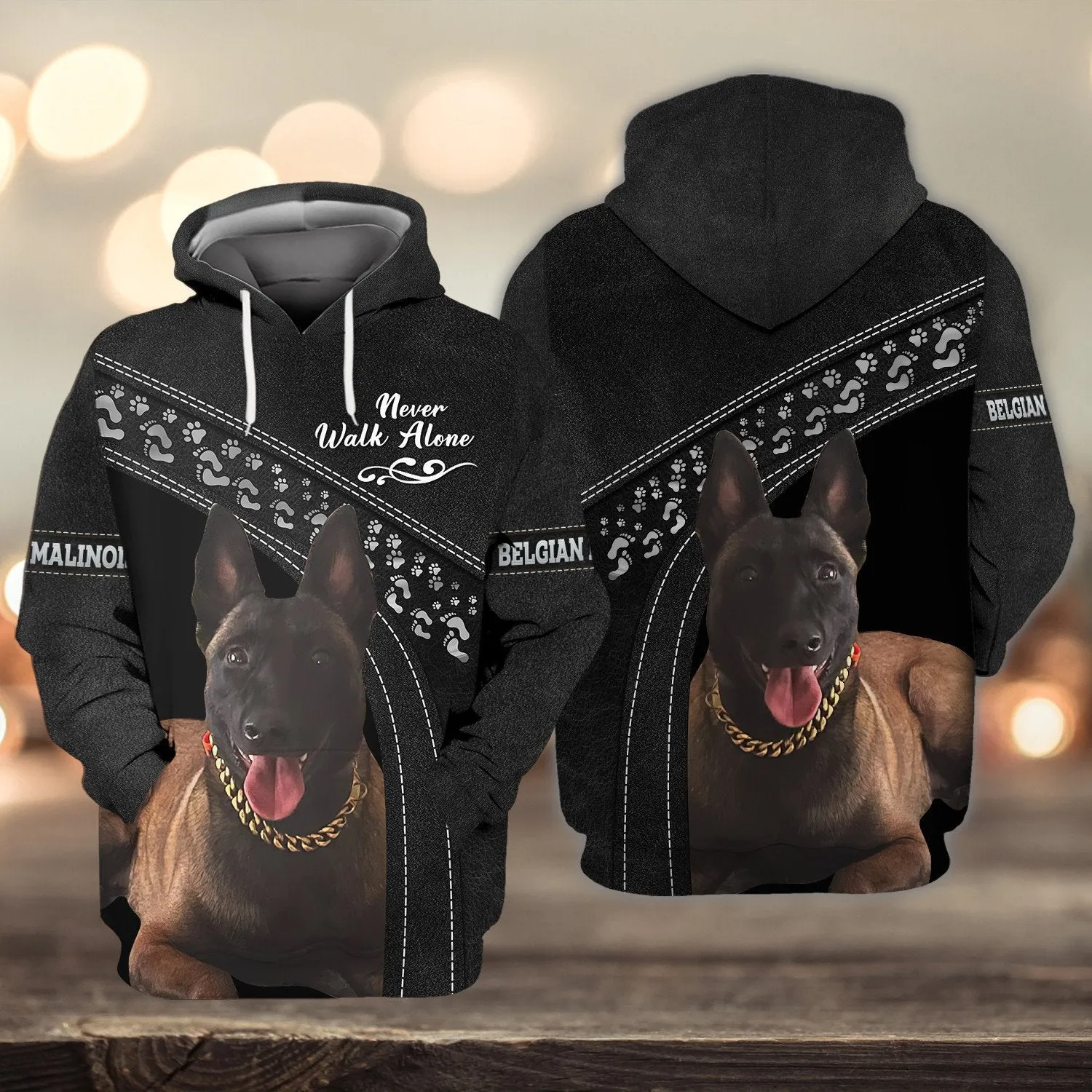 Belgian Malinois Never Walk Alone 3D Full Print Shirts, Dog Memorial Gifts for loss of Dog, Gift for Dog Lovers