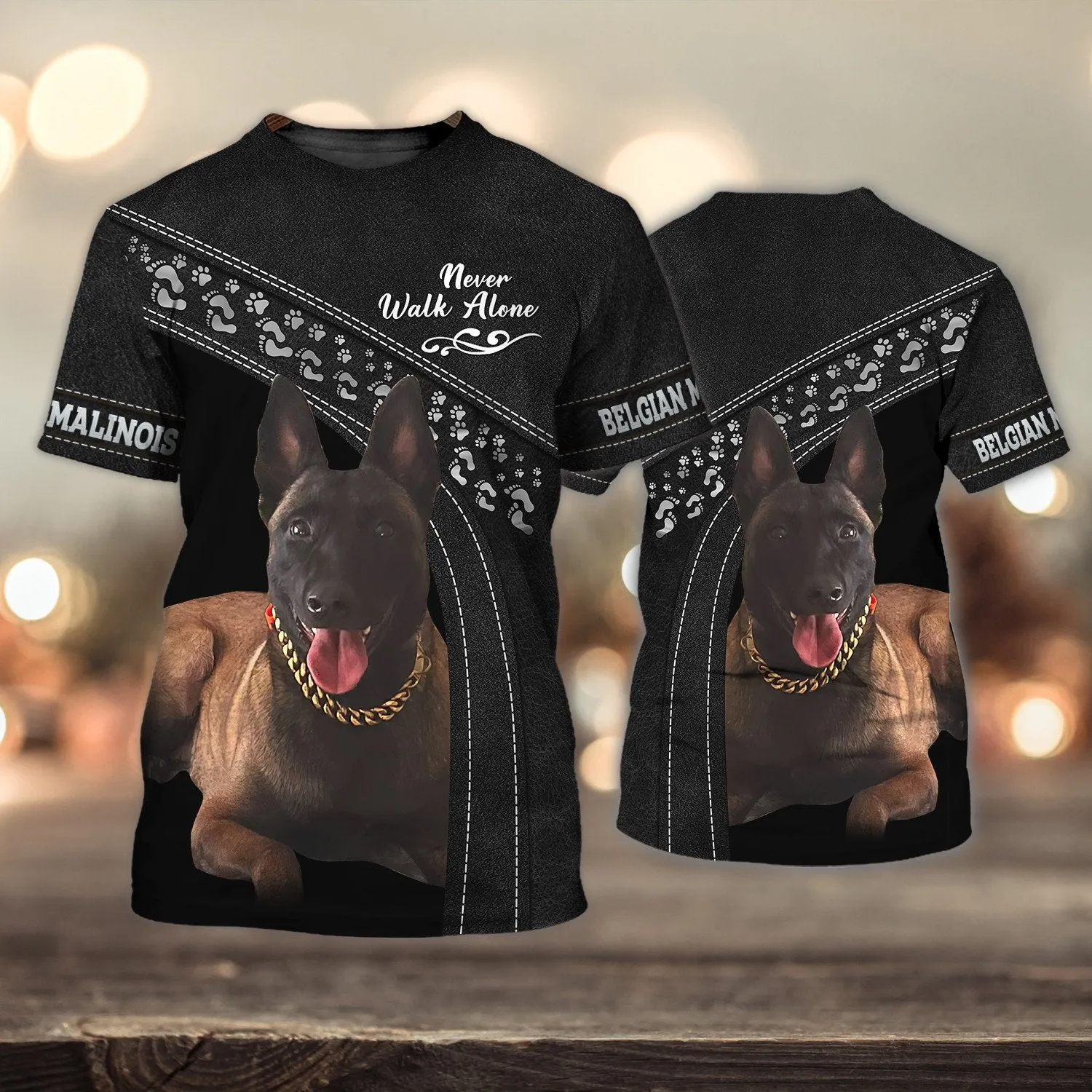 Belgian Malinois Never Walk Alone 3D Full Print Shirts, Dog Memorial Gifts for loss of Dog, Gift for Dog Lovers