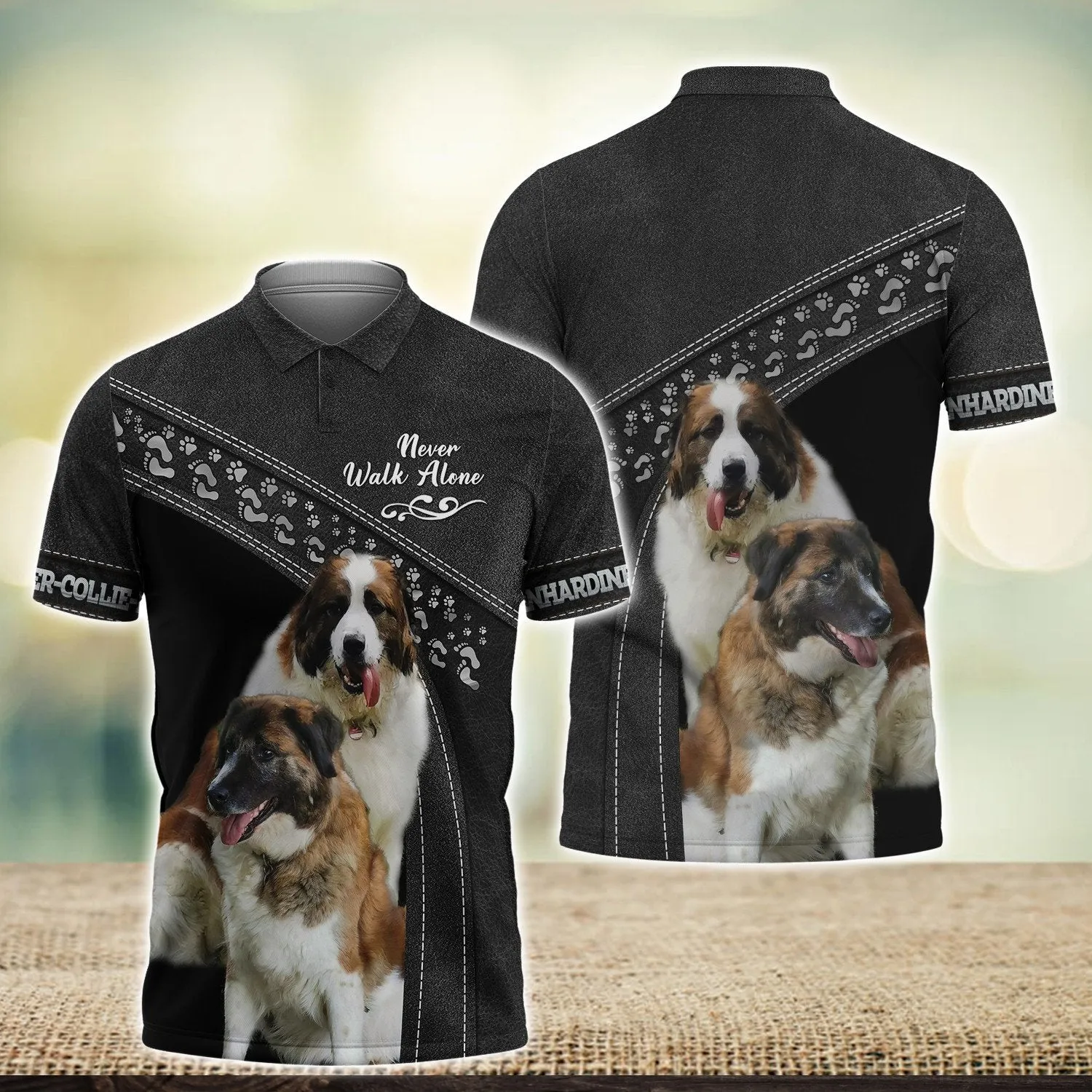 Bernhardiner-Collie-Mix Love Never Walk Alone 3D Full Print Shirts, Shirt For Dog Lovers, Dog Memorial Gifts for loss of Dog