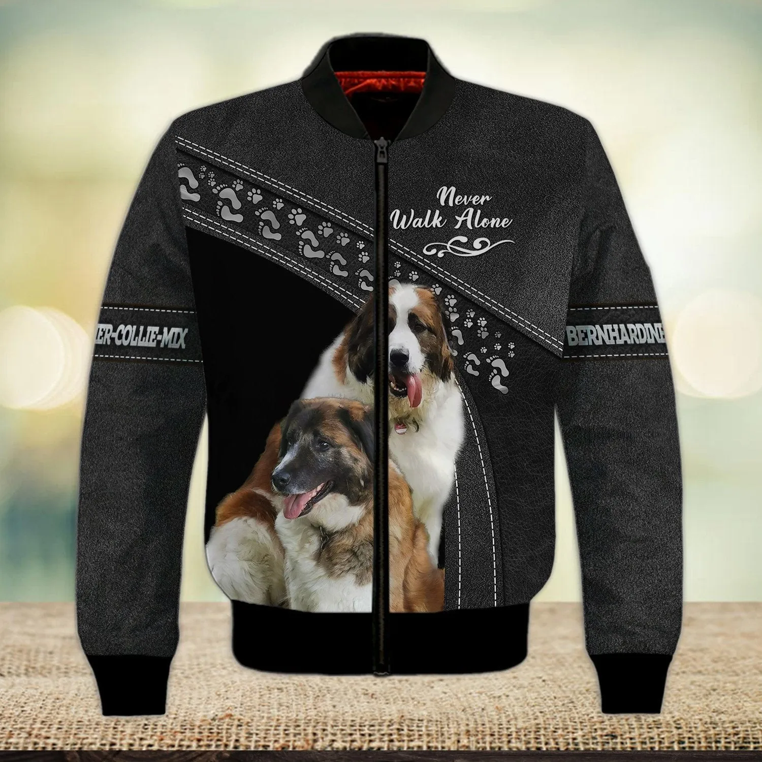 Bernhardiner-Collie-Mix Love Never Walk Alone 3D Full Print Shirts, Shirt For Dog Lovers, Dog Memorial Gifts for loss of Dog