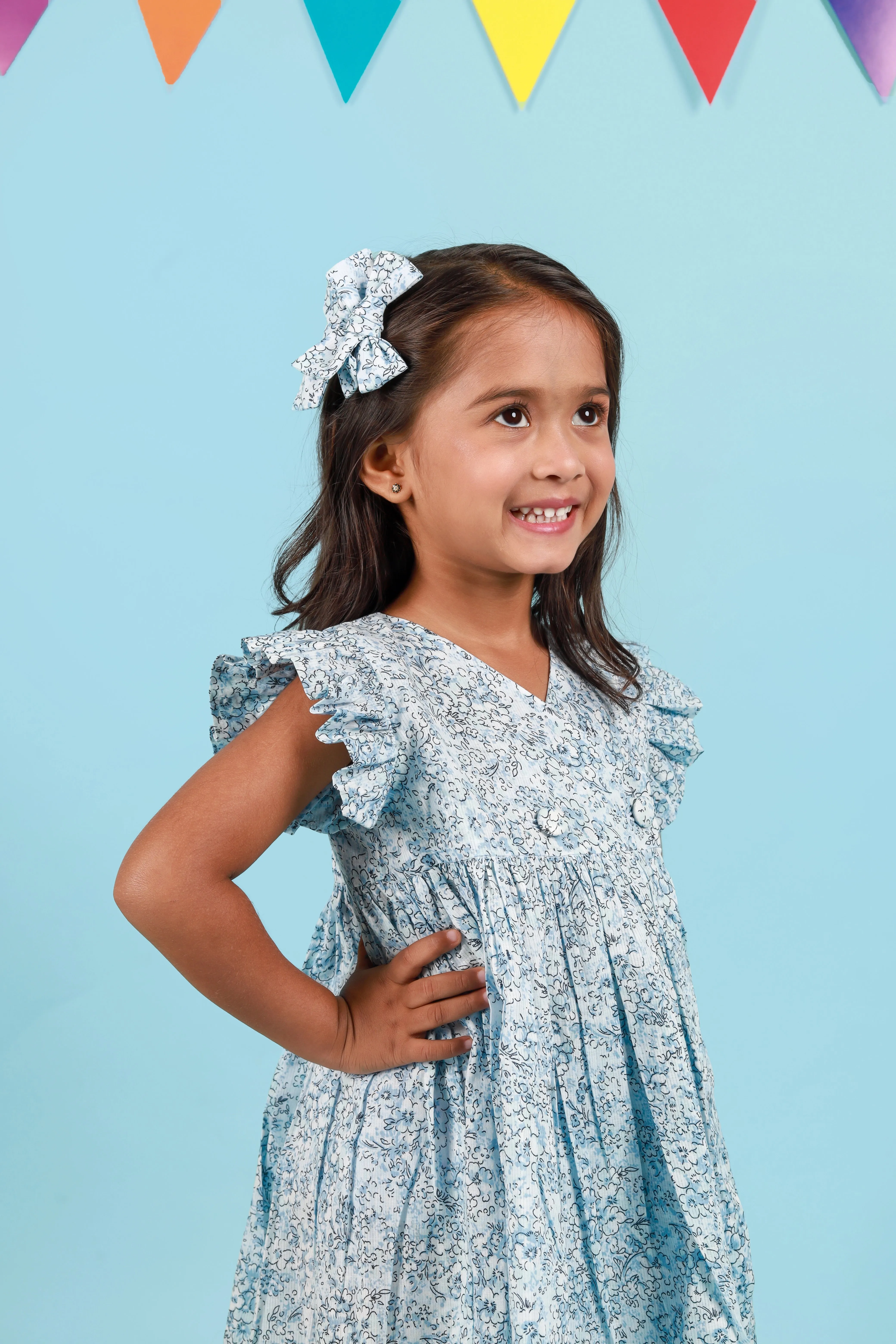 Blue Petal Wrap Dress for Infants & Toddlers| Baby Frock