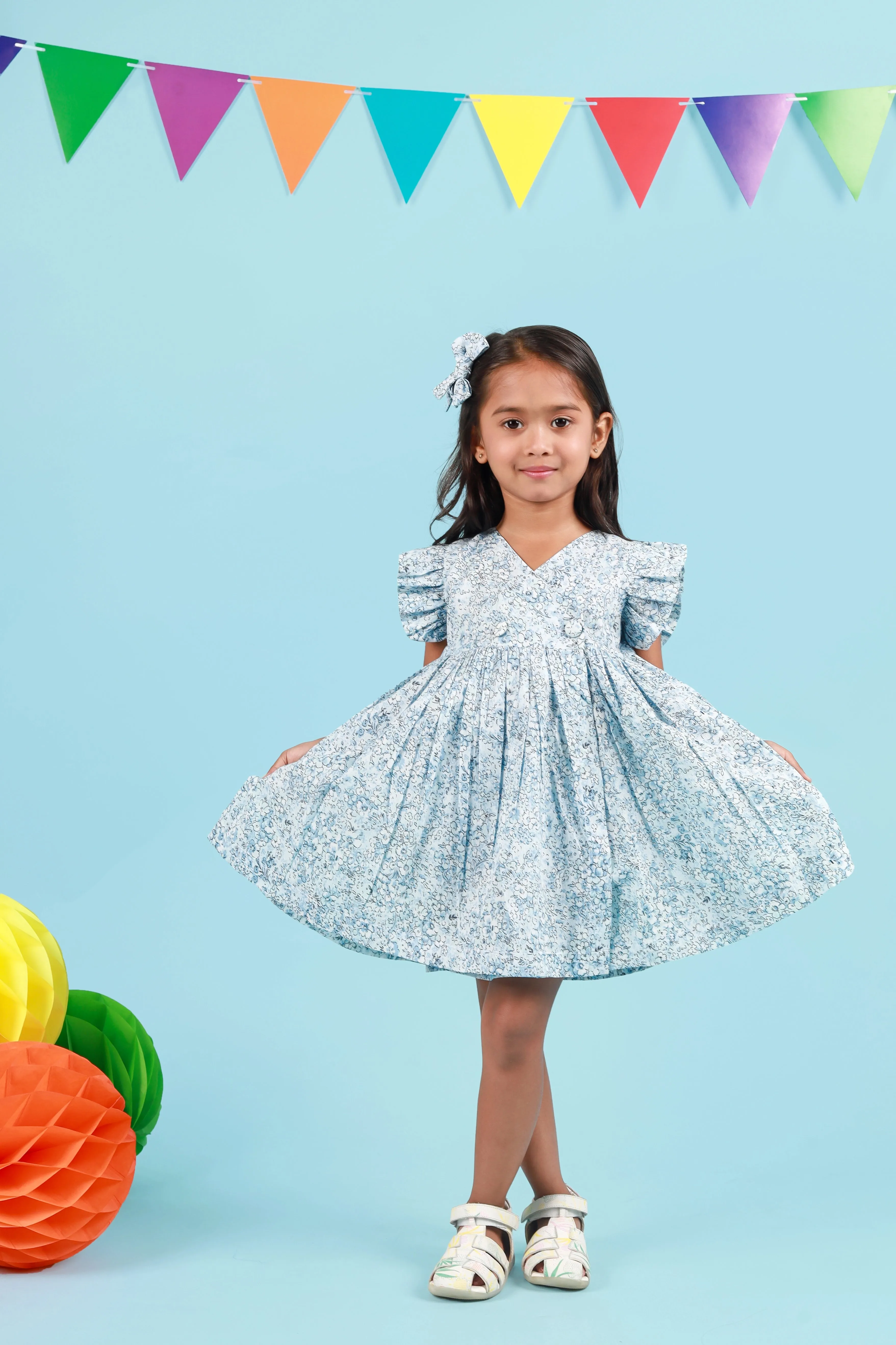 Blue Petal Wrap Dress for Infants & Toddlers| Baby Frock