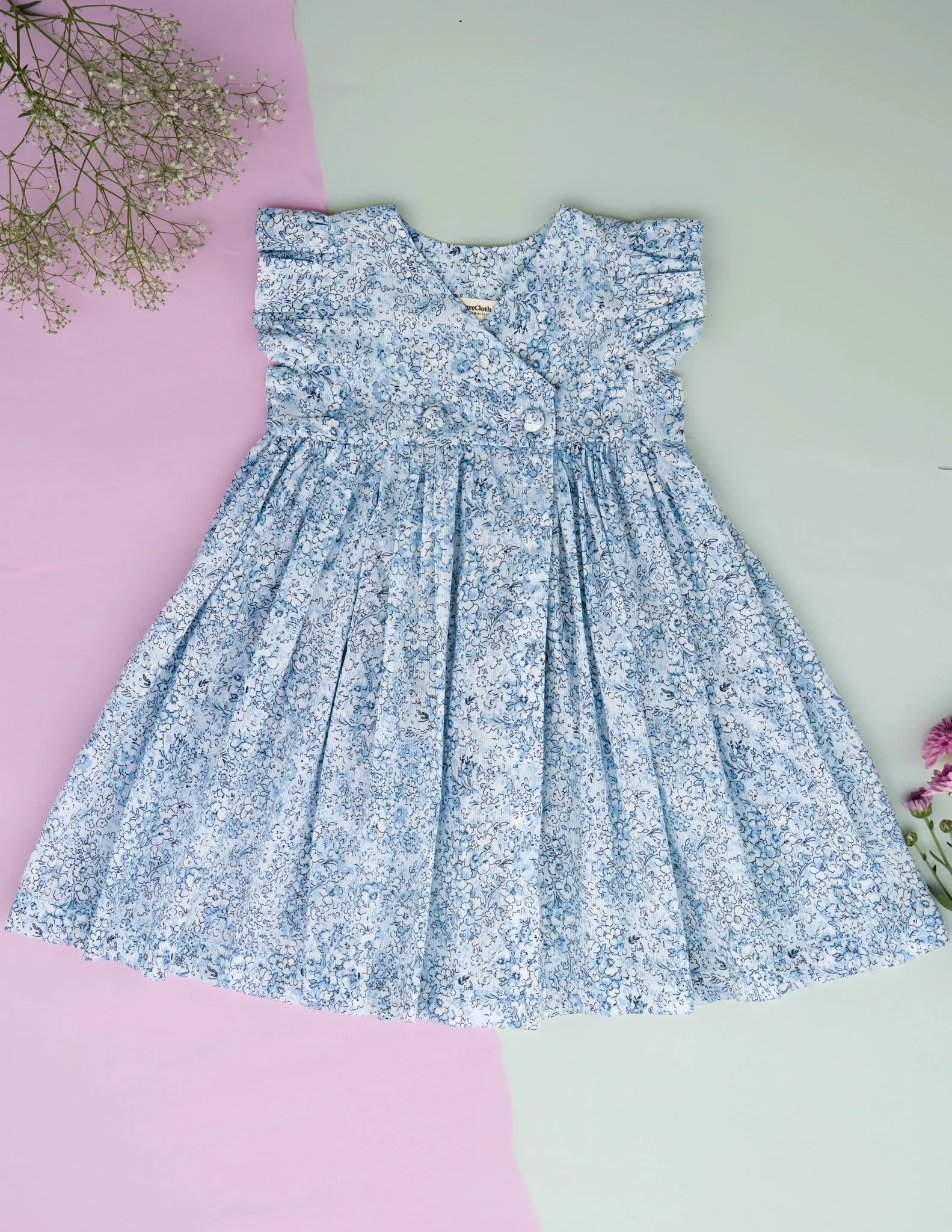 Blue Petal Wrap Dress for Infants & Toddlers| Baby Frock