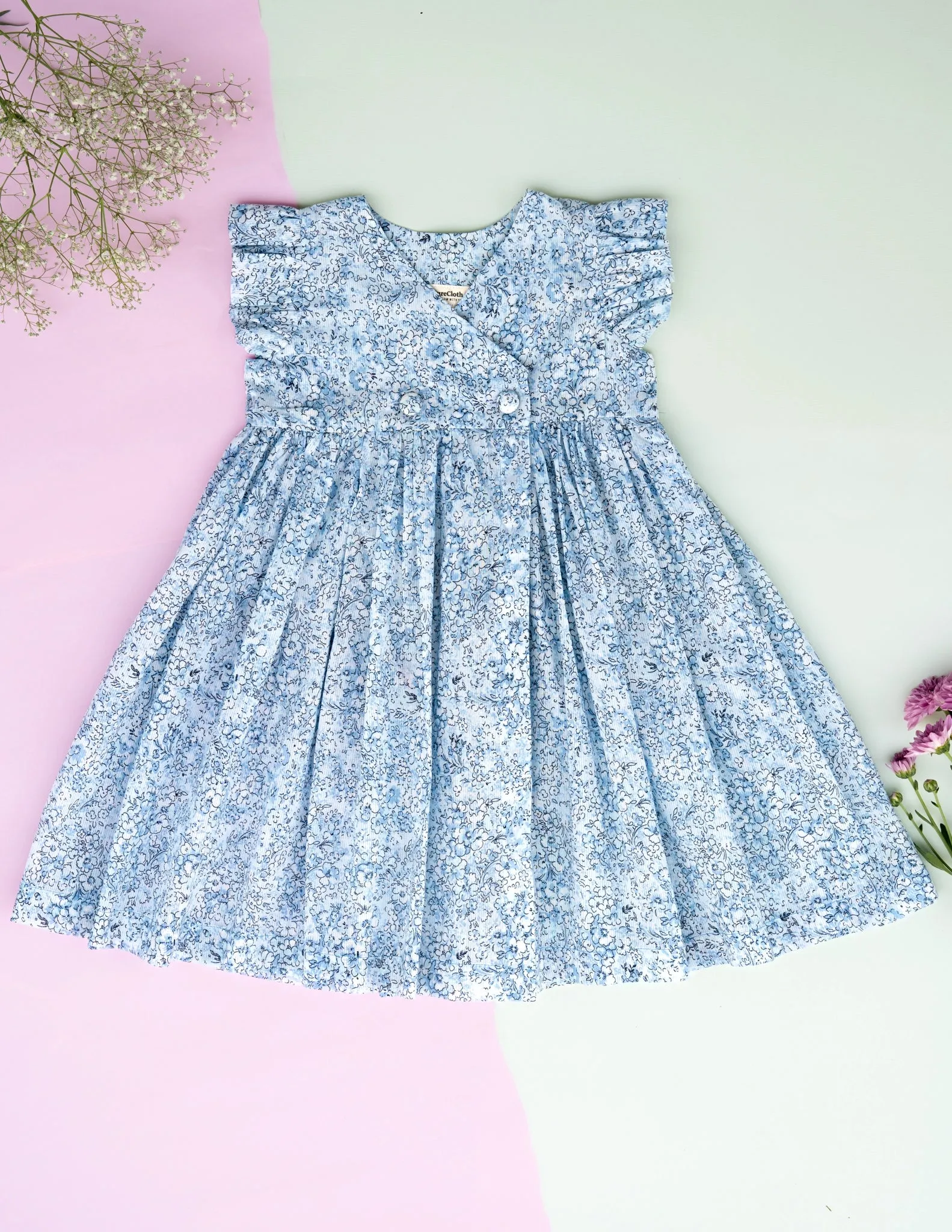 Blue Petal Wrap Dress for Infants & Toddlers| Baby Frock