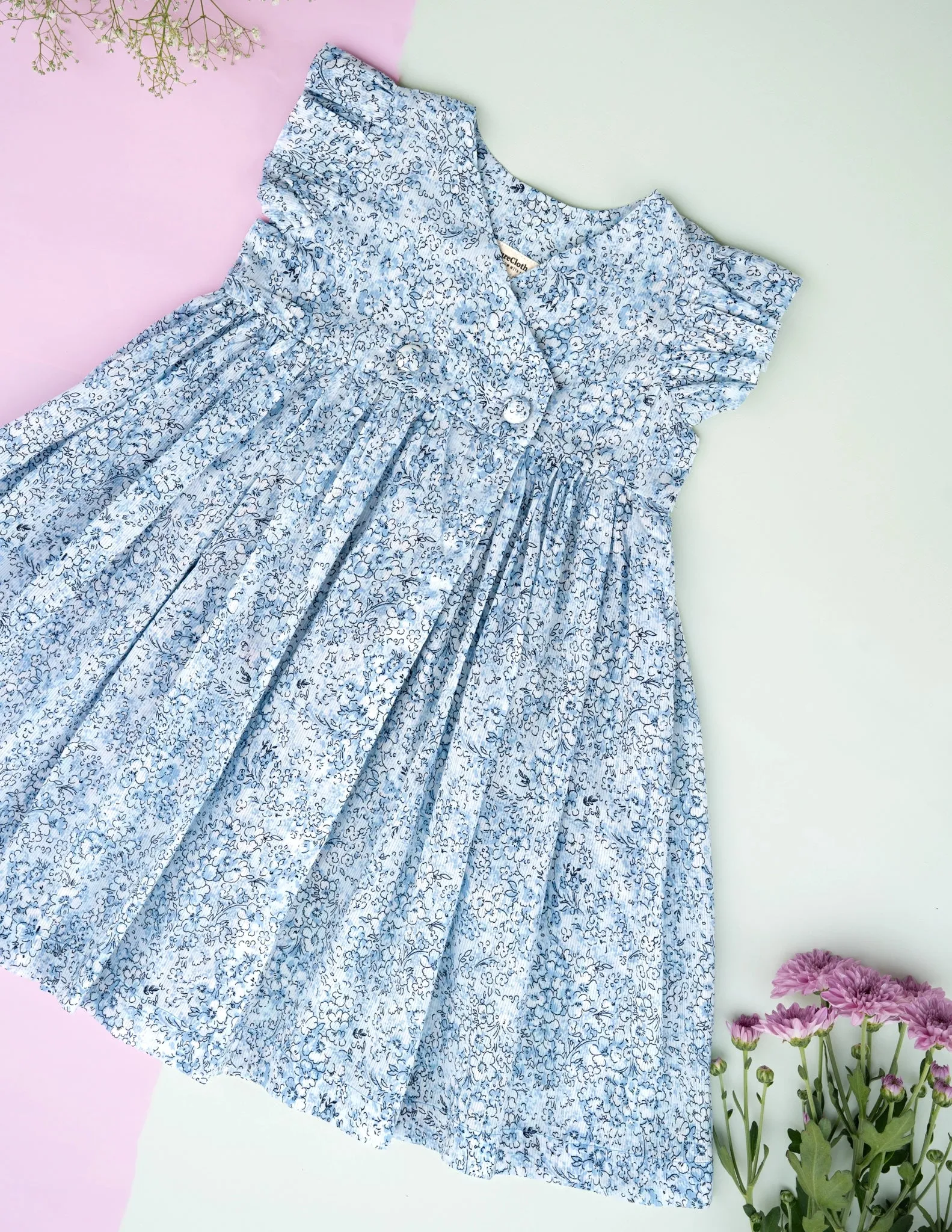 Blue Petal Wrap Dress for Infants & Toddlers| Baby Frock