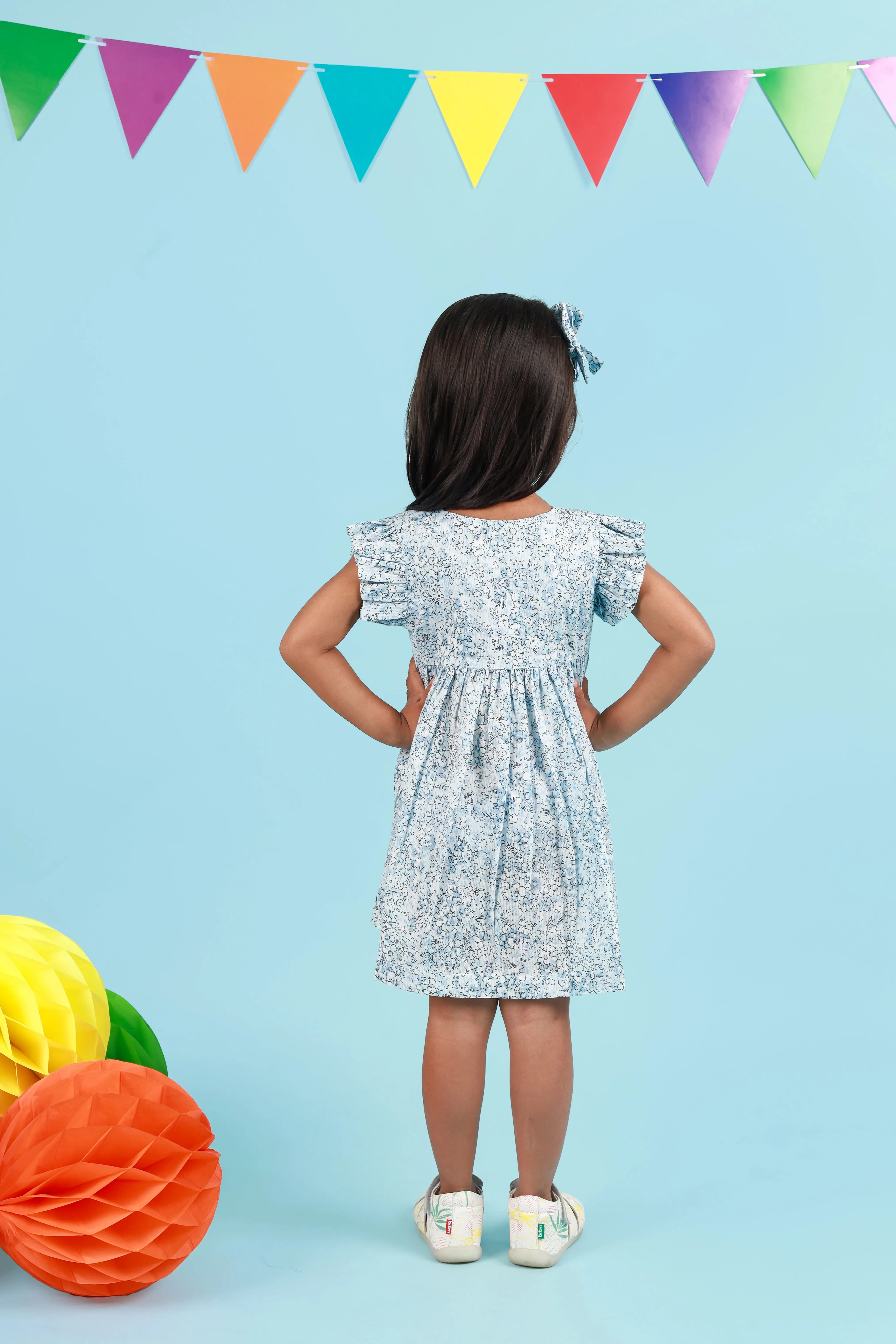 Blue Petal Wrap Dress for Infants & Toddlers| Baby Frock