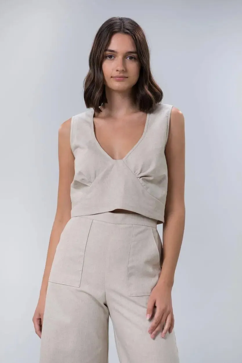 Bonnie Linen Crop Top By Wilga Clothing