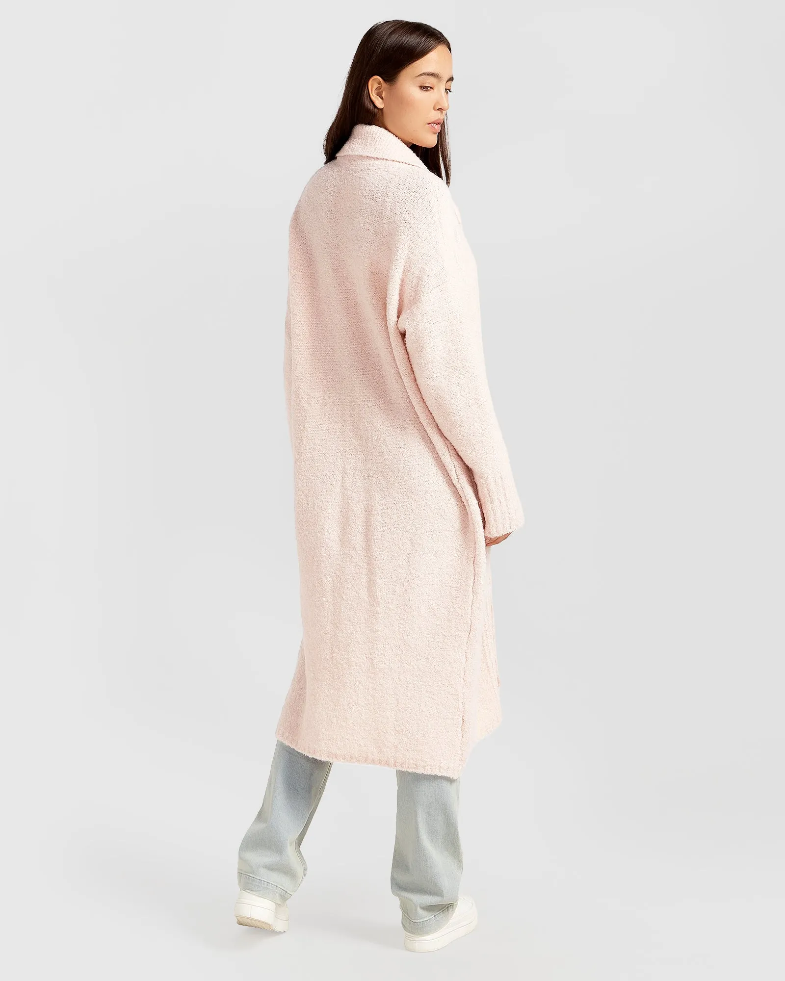 Born To Run Sustainable Sweater Coat - Pale Pink