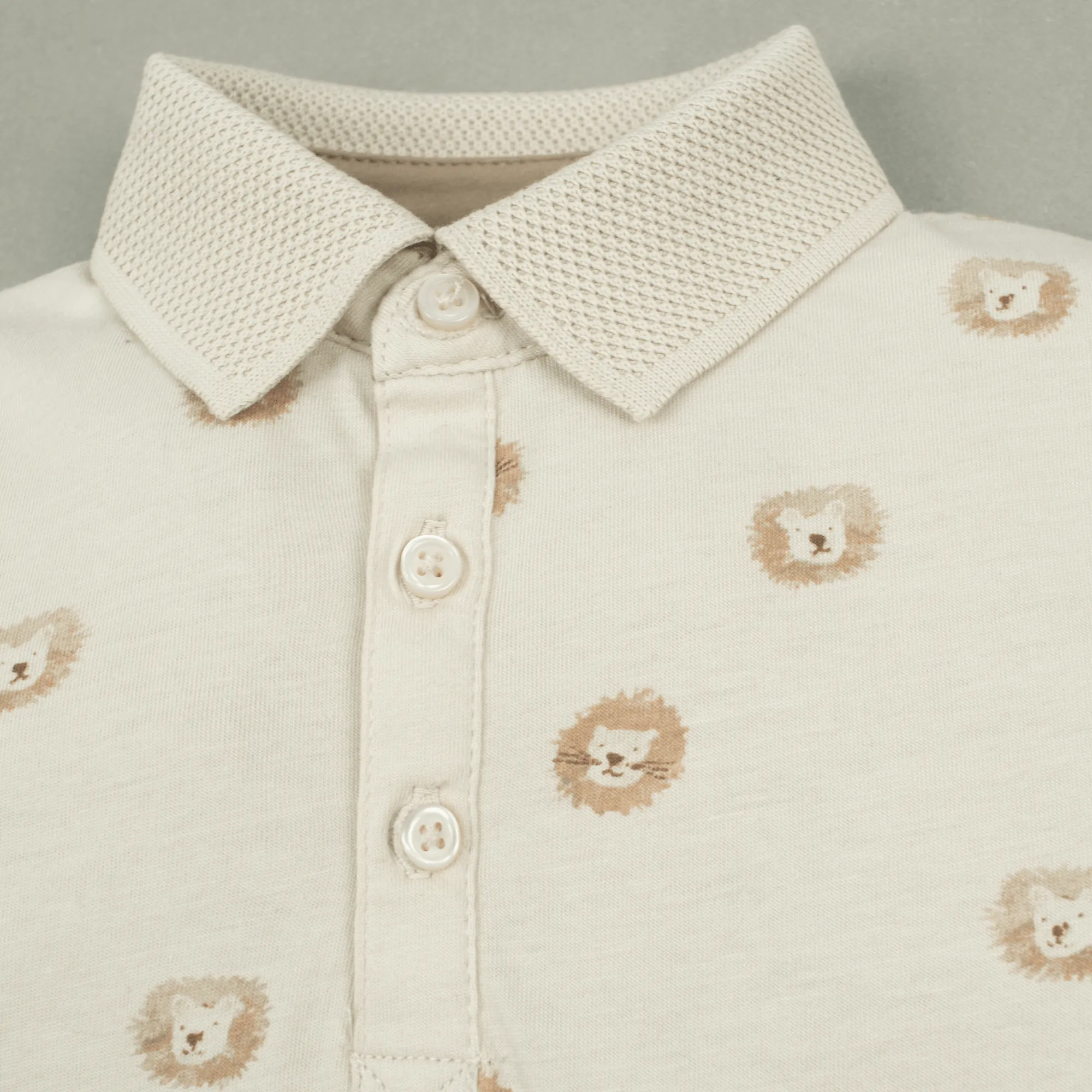 BOY'S PREMIUM CREAM AOP POLO