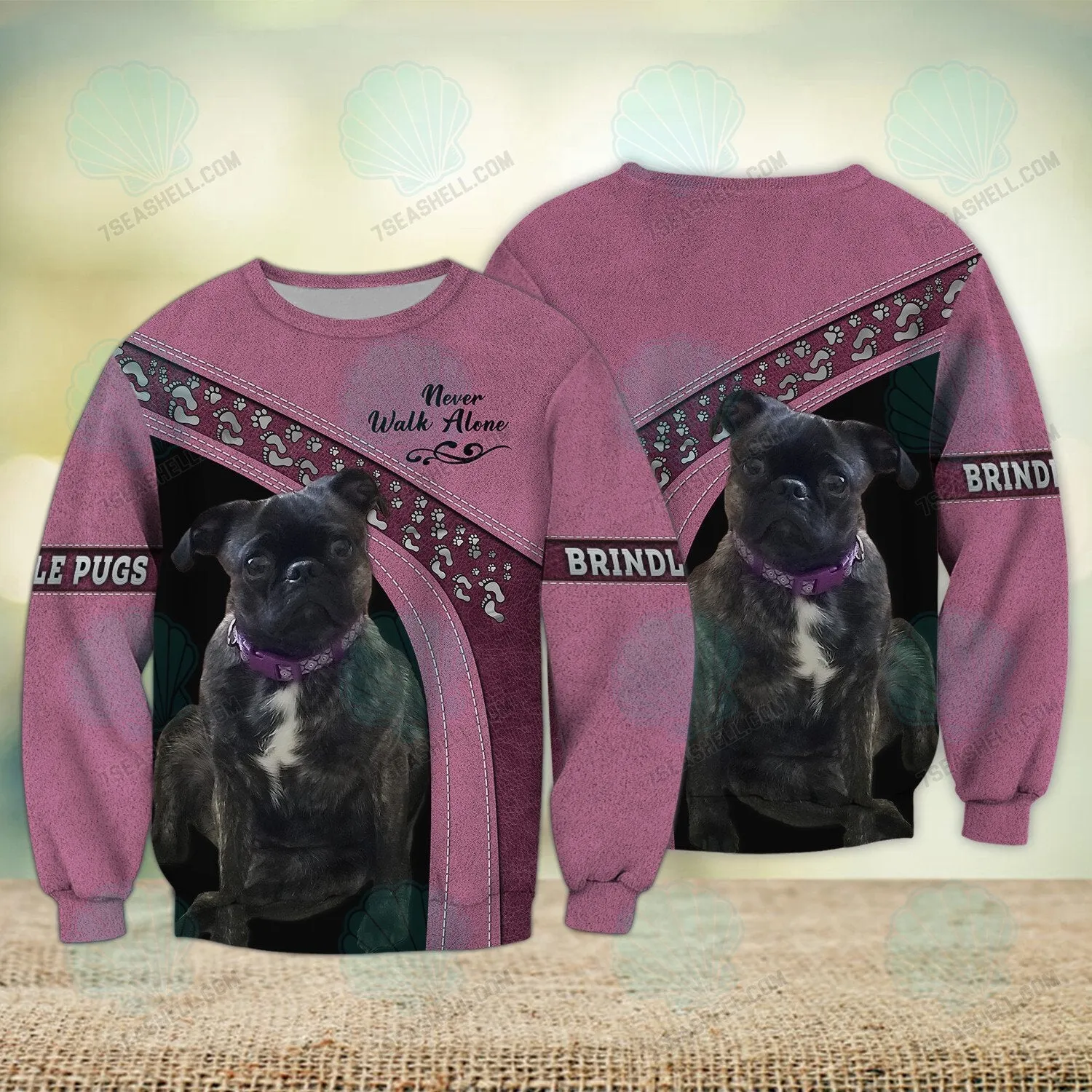 Brindle Pugs Love 3D Full Print Shirts, Christmas Dog Memorial Gifts for loss of Dog