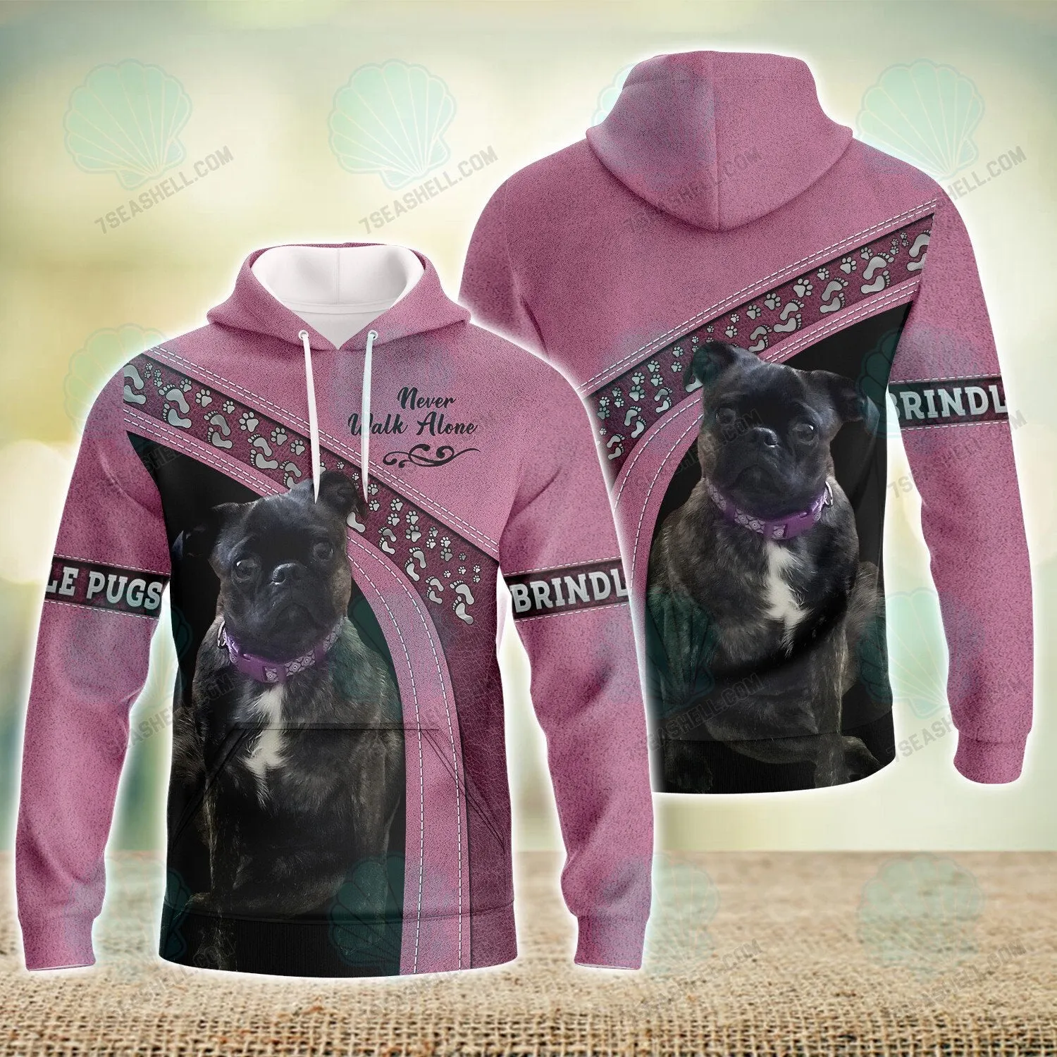 Brindle Pugs Love 3D Full Print Shirts, Christmas Dog Memorial Gifts for loss of Dog