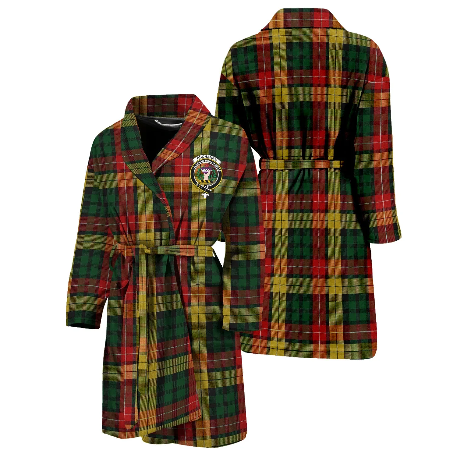 Buchanan Tartan Bathrobe with Family Crest