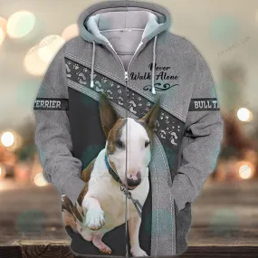 Bull Terrier Love Never Walk Alone 3D Full Print Shirts 1546, Christmas Shirt for Dog Lovers