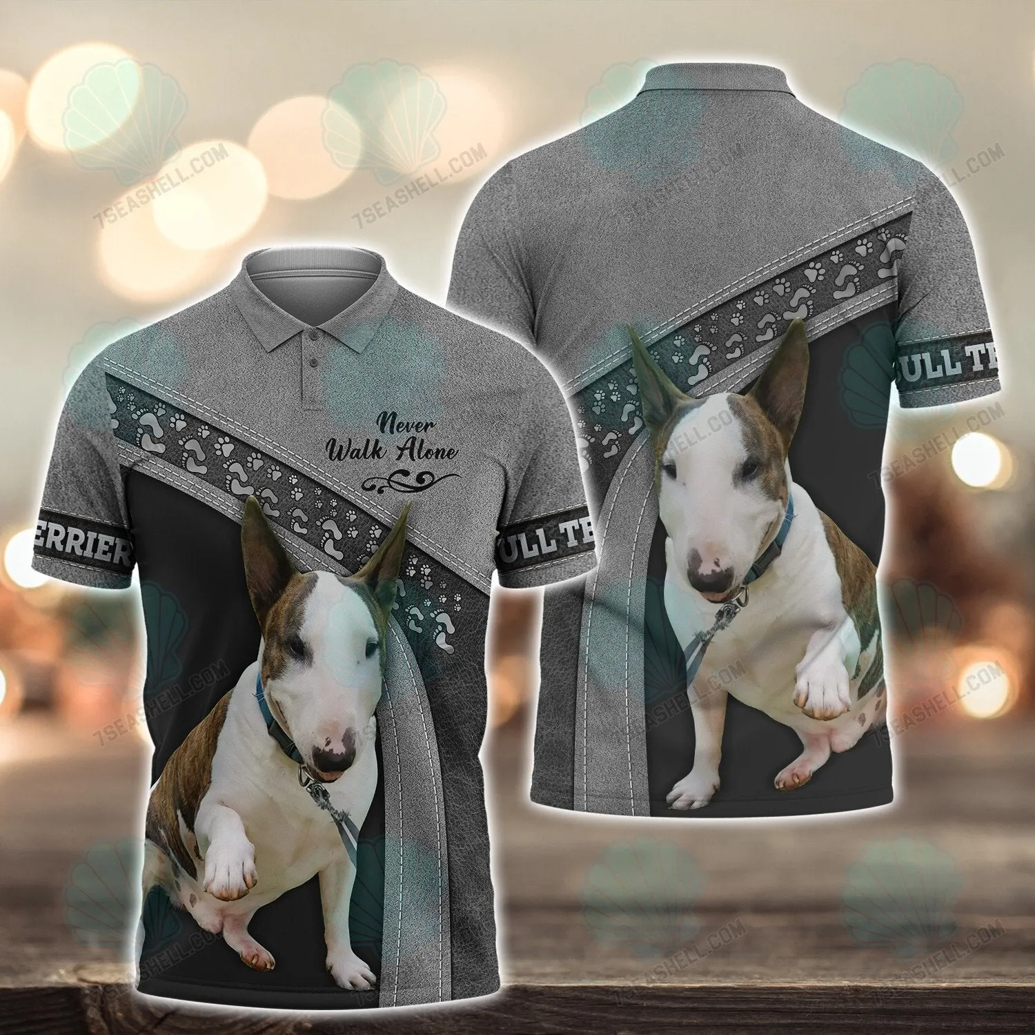 Bull Terrier Love Never Walk Alone 3D Full Print Shirts 1546, Christmas Shirt for Dog Lovers