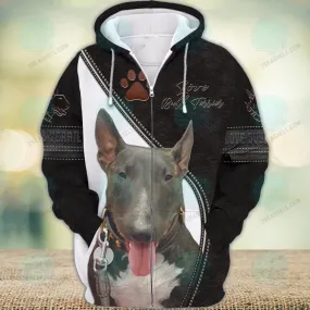 Bull Terrier Paw Love Never Walk Alone 3D Full Print Shirts, Dog Memorial Gifts for loss of Dog, Christmas Shirt for Dog Lovers