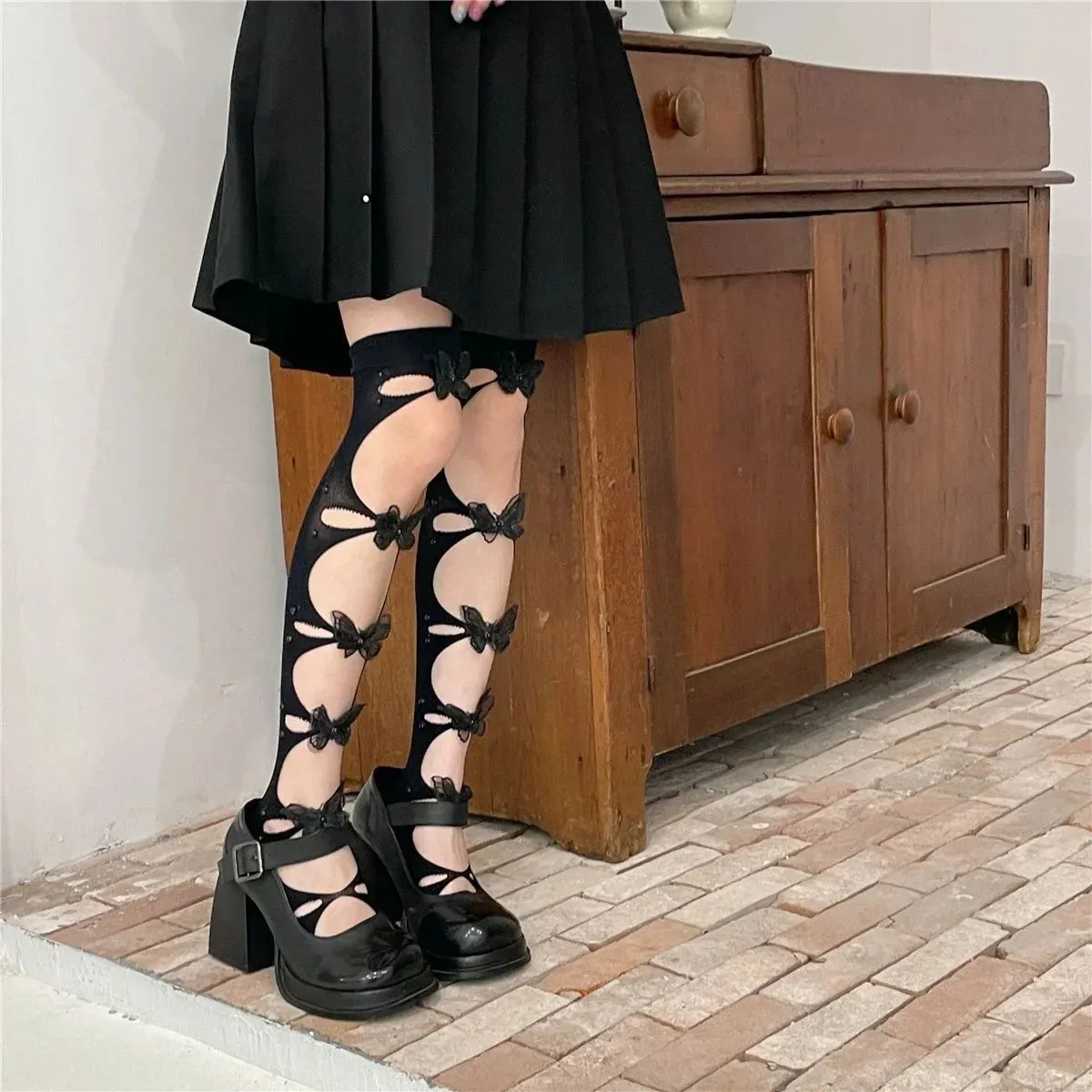 Butterfly Cut-Out Thigh Highs