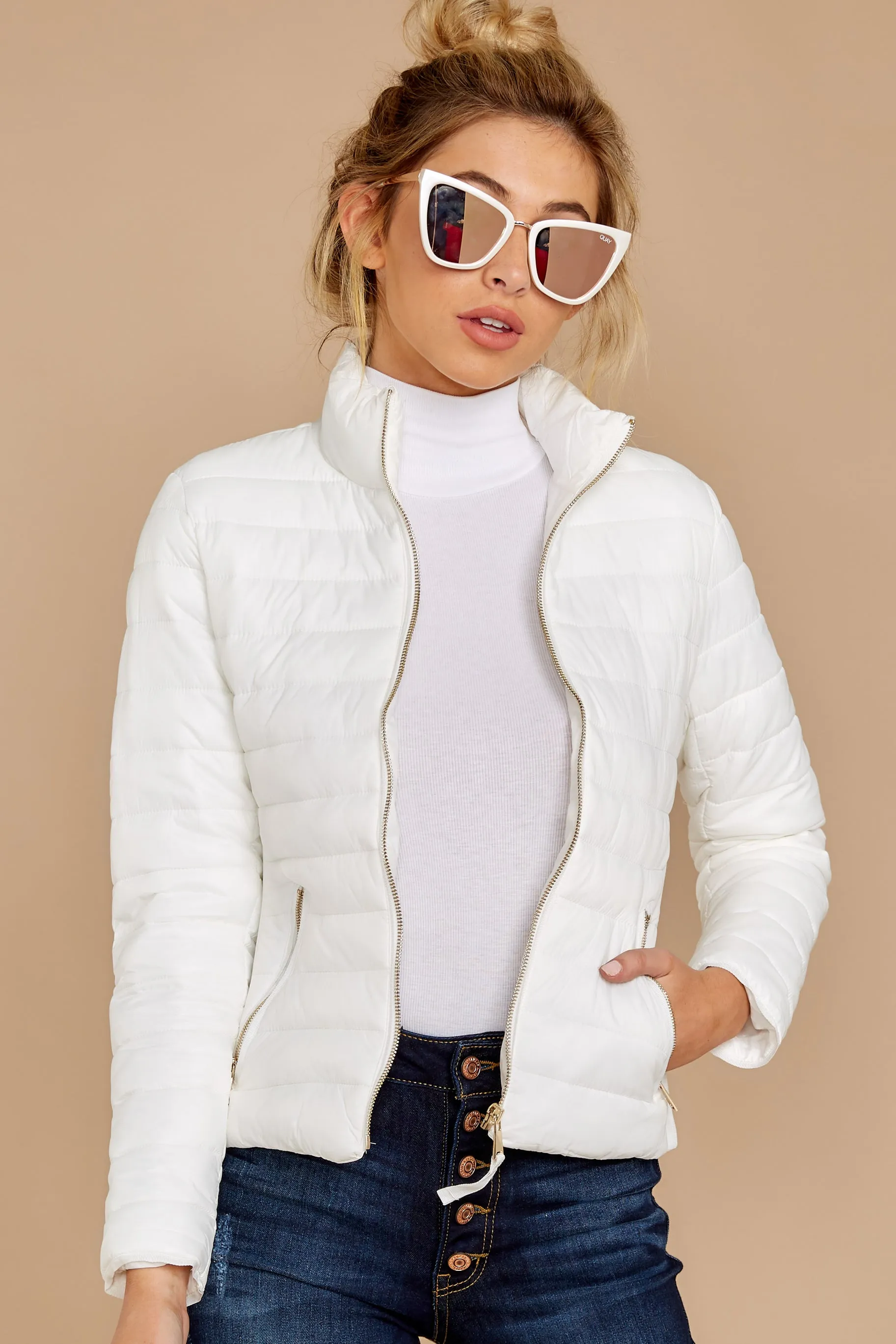 Cabin Cozy White Padded Jacket