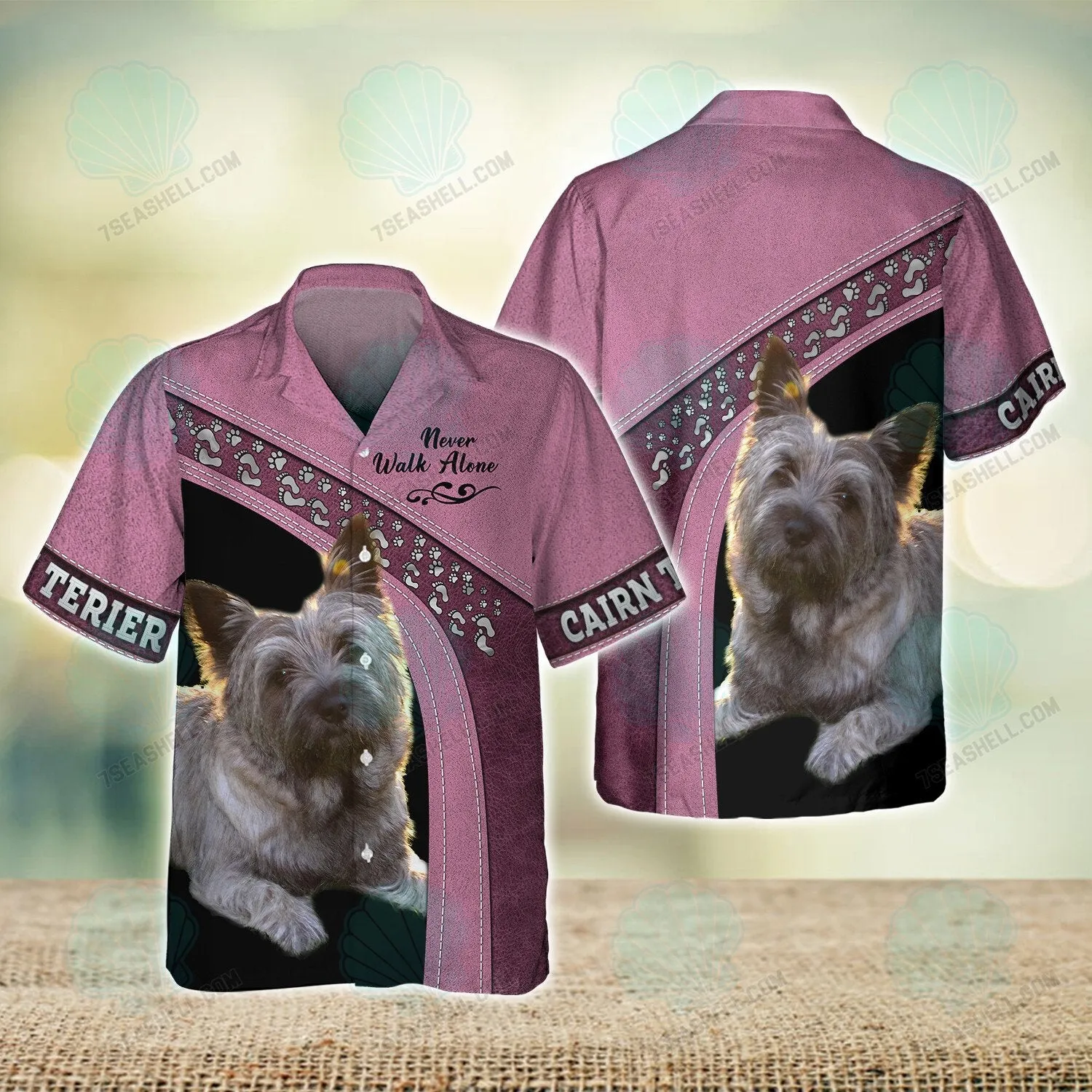 Cairn Terrier Pink Love Never Walk Alone 3D Full Print Shirts, Dog Memorial Gifts for loss of Dog, Christmas Shirt for Dog Lovers