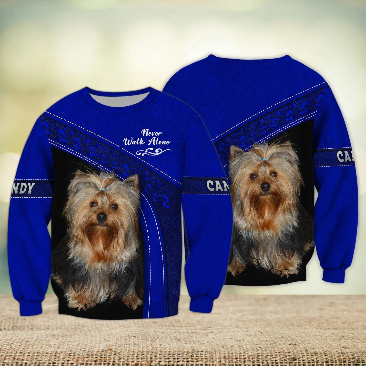 CANDY Love Never Walk Alone Love Blue Ver2 3D Full Print Shirts, Shirt For Dog Lovers, Dog Memorial Gifts for loss of Dog