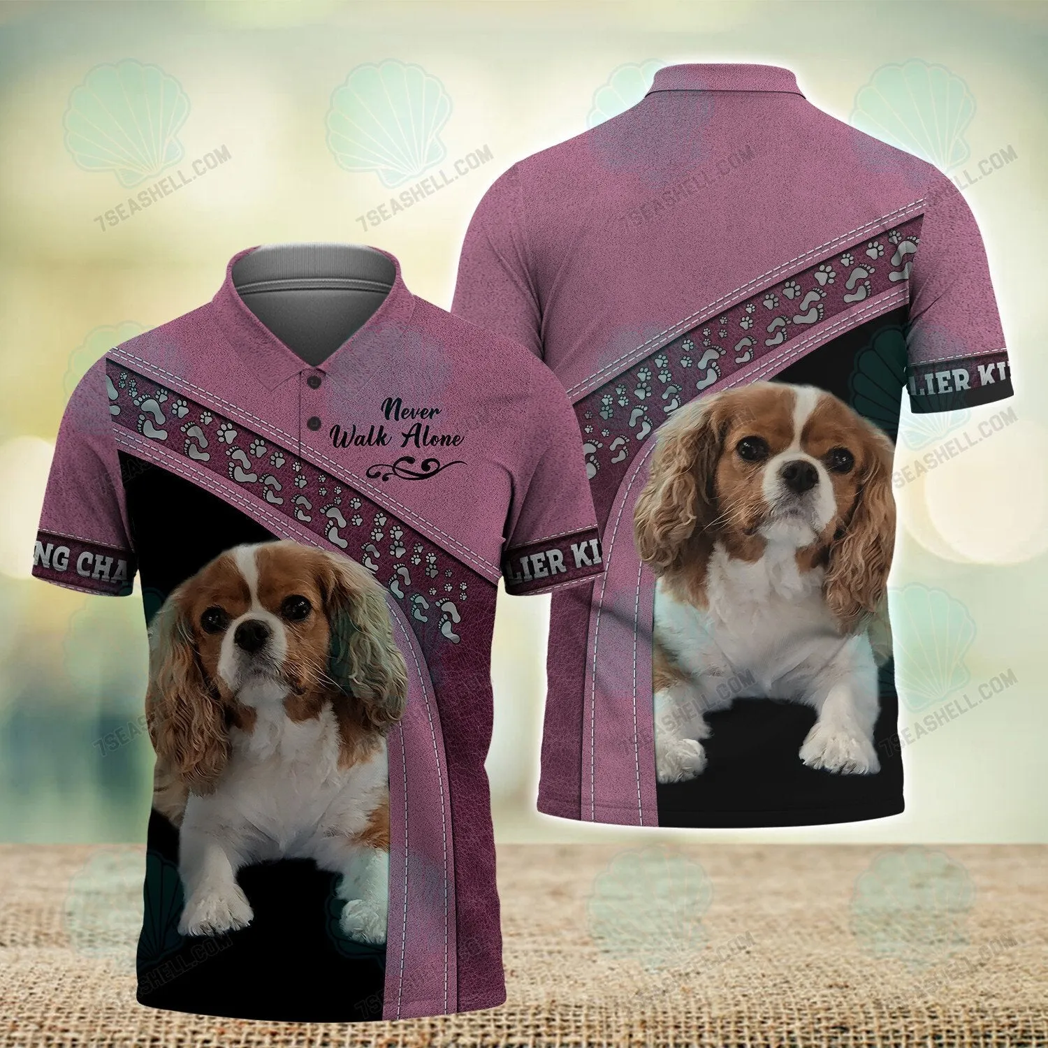 Cavalier King Charles Pink Love Never Walk Alone 3D Full Print Shirts, Christmas Shirt for Dog Lovers