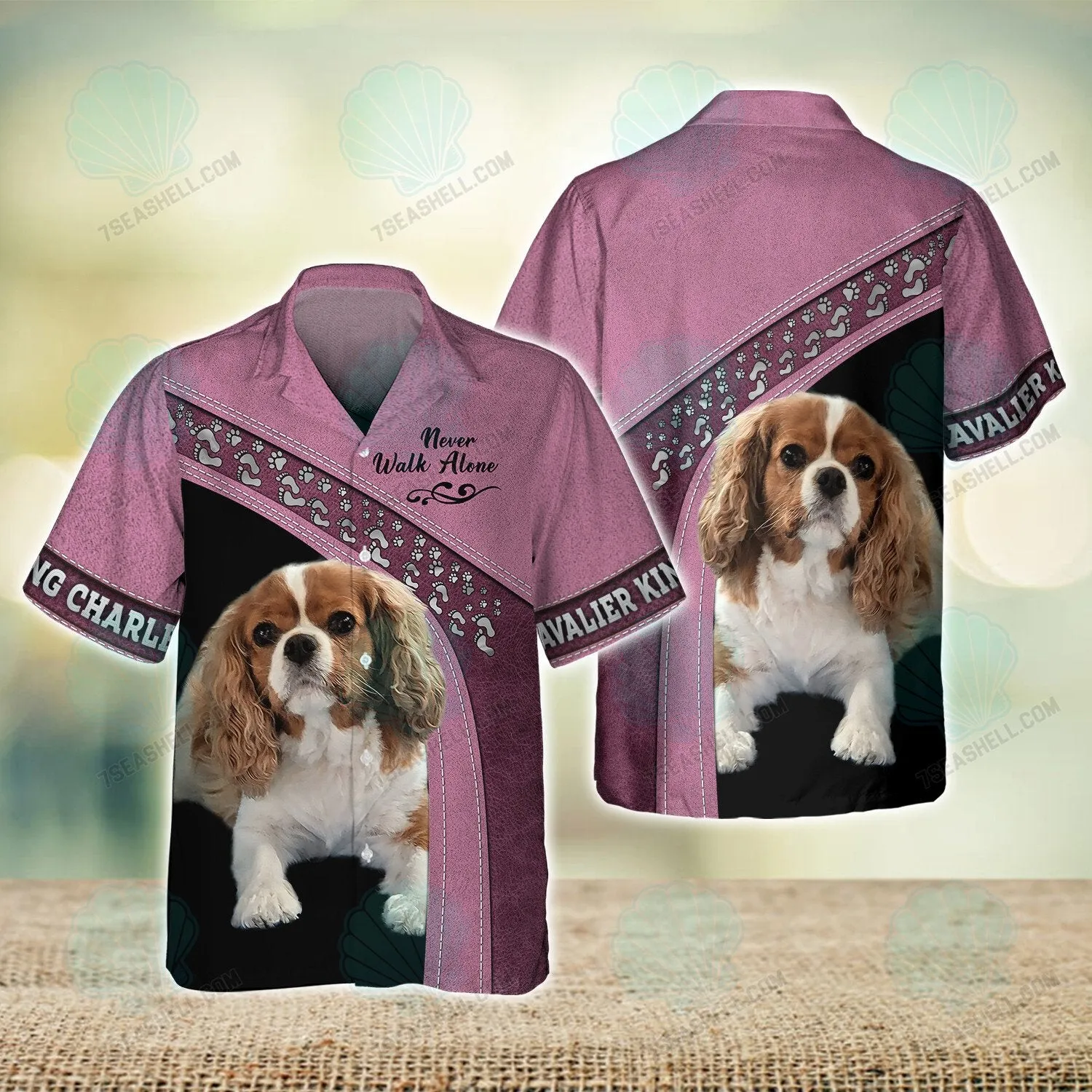 Cavalier King Charles Pink Love Never Walk Alone 3D Full Print Shirts, Christmas Shirt for Dog Lovers