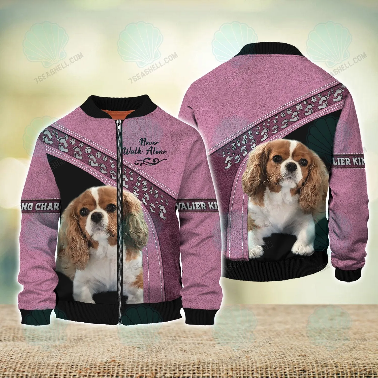 Cavalier King Charles Pink Love Never Walk Alone 3D Full Print Shirts, Christmas Shirt for Dog Lovers