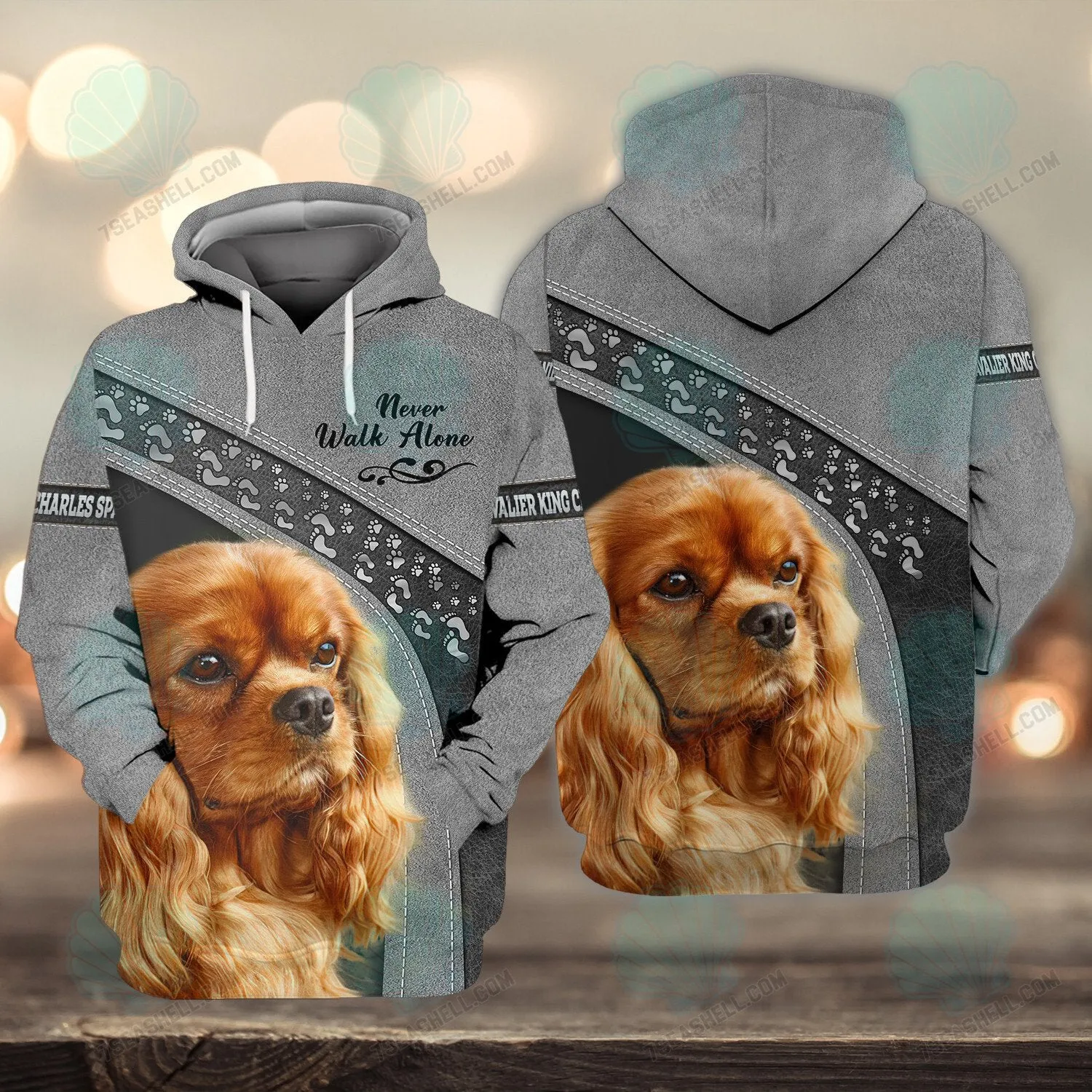 Cavalier King Charles Spaniel Love Never Walk Alone 3D Full Print Shirts, Christmas Shirt for Dog Lovers