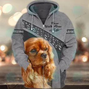 Cavalier King Charles Spaniel Love Never Walk Alone 3D Full Print Shirts, Christmas Shirt for Dog Lovers