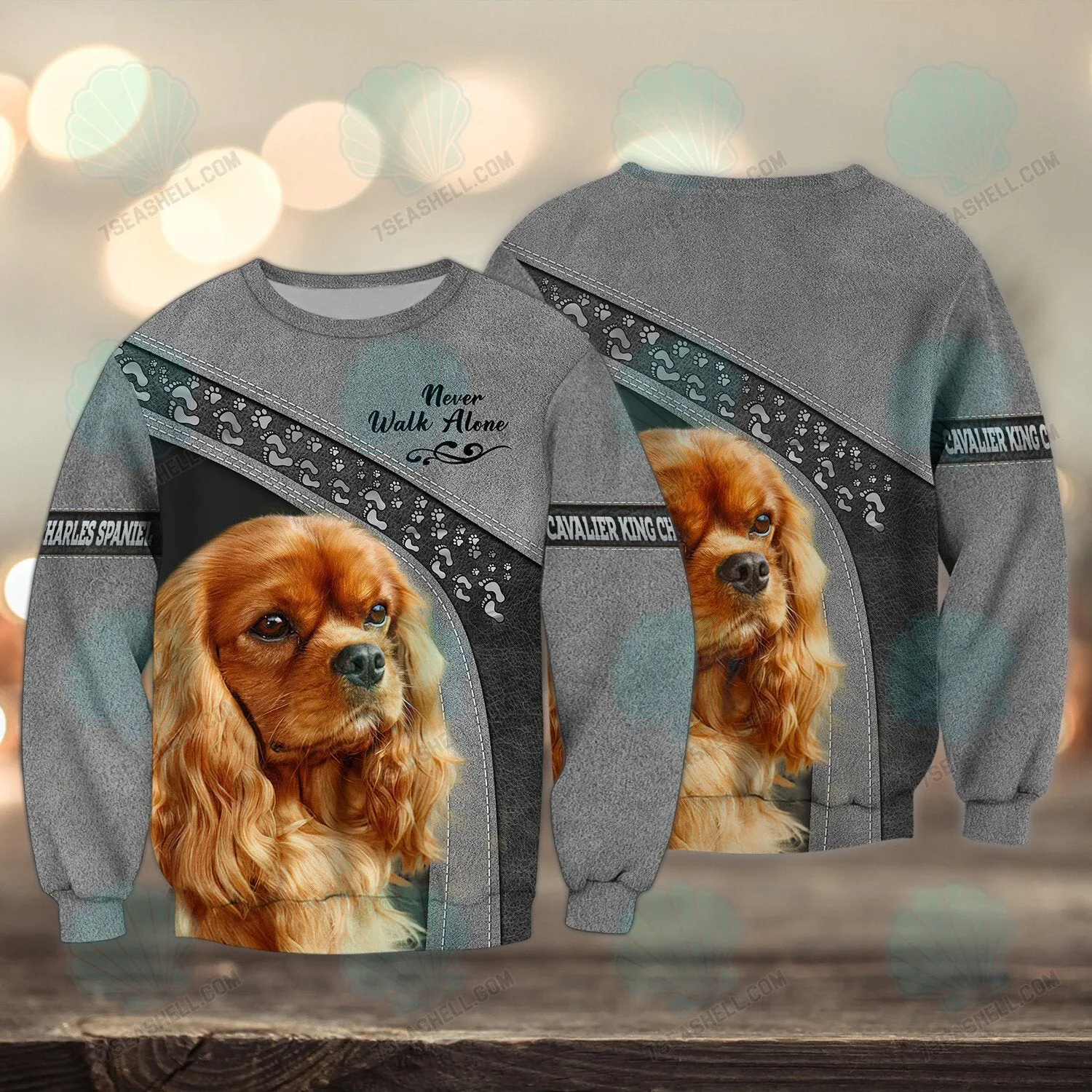 Cavalier King Charles Spaniel Love Never Walk Alone 3D Full Print Shirts, Christmas Shirt for Dog Lovers