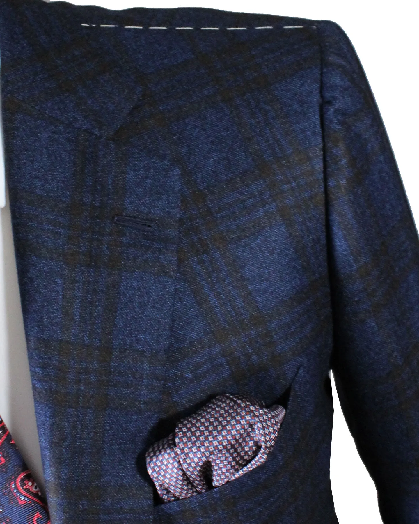 Cesare Attolini Sport Coat Gray Midnight Blue Brown Windowpane Cashmere EU 52/ US 42