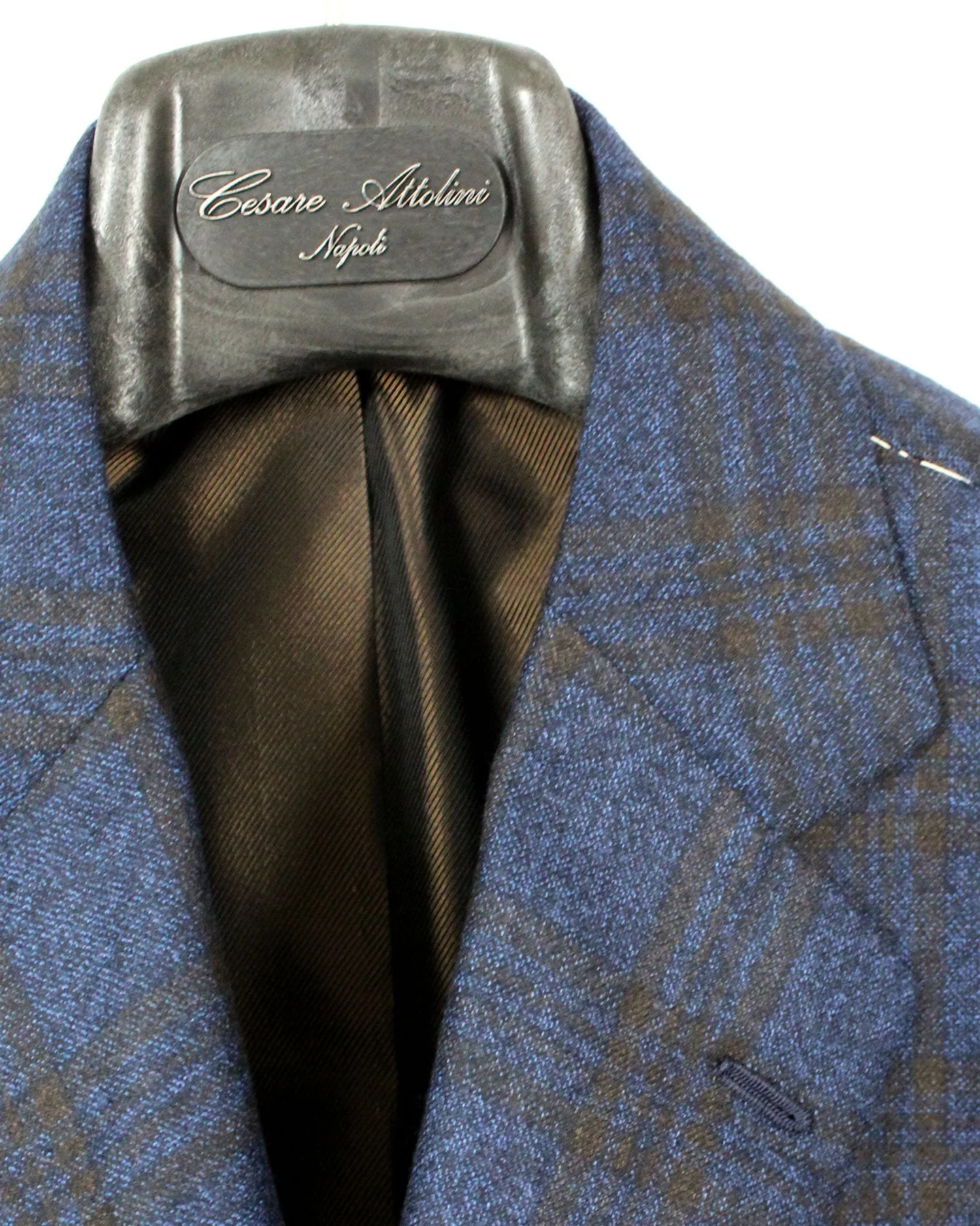 Cesare Attolini Sport Coat Gray Midnight Blue Brown Windowpane Cashmere EU 52/ US 42