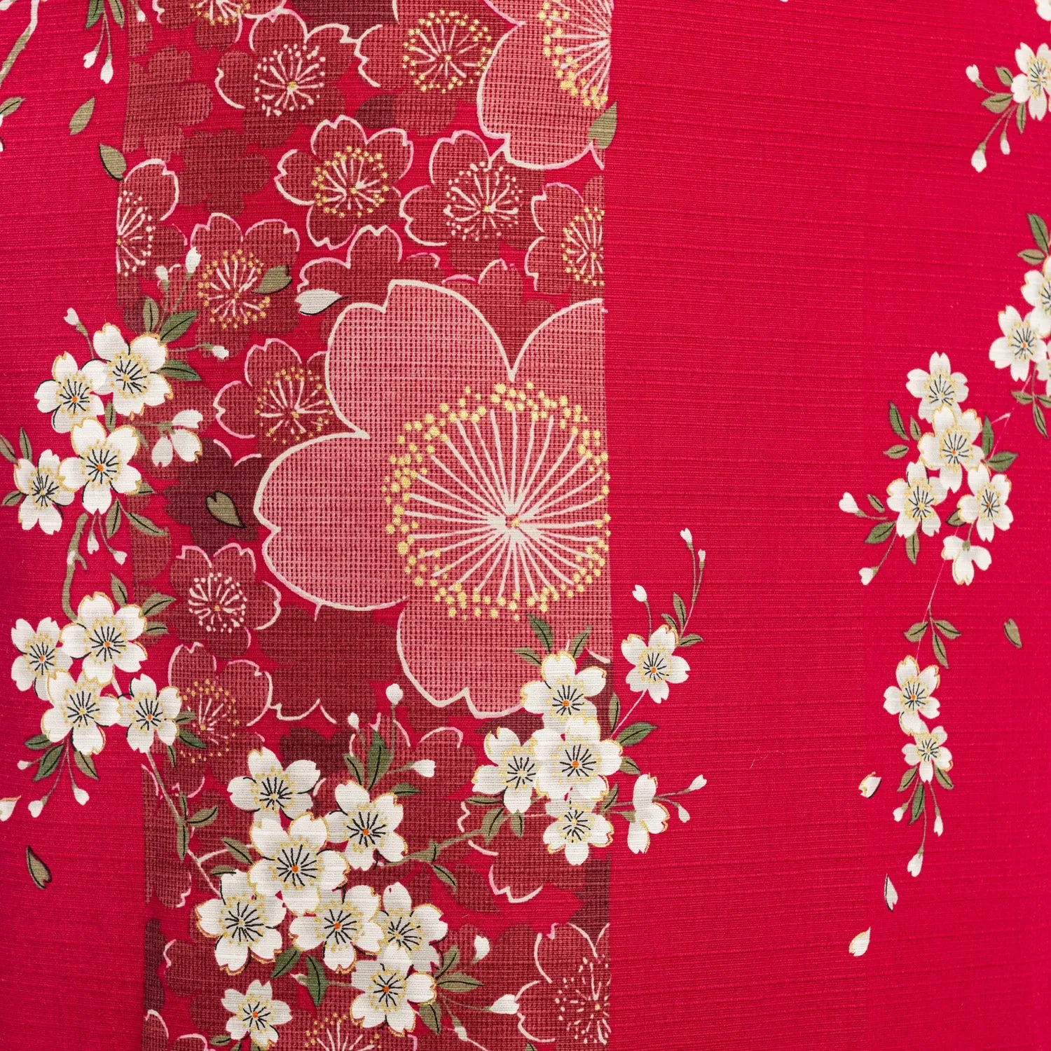 Cherry Blossom Print Long Red Yukata XL