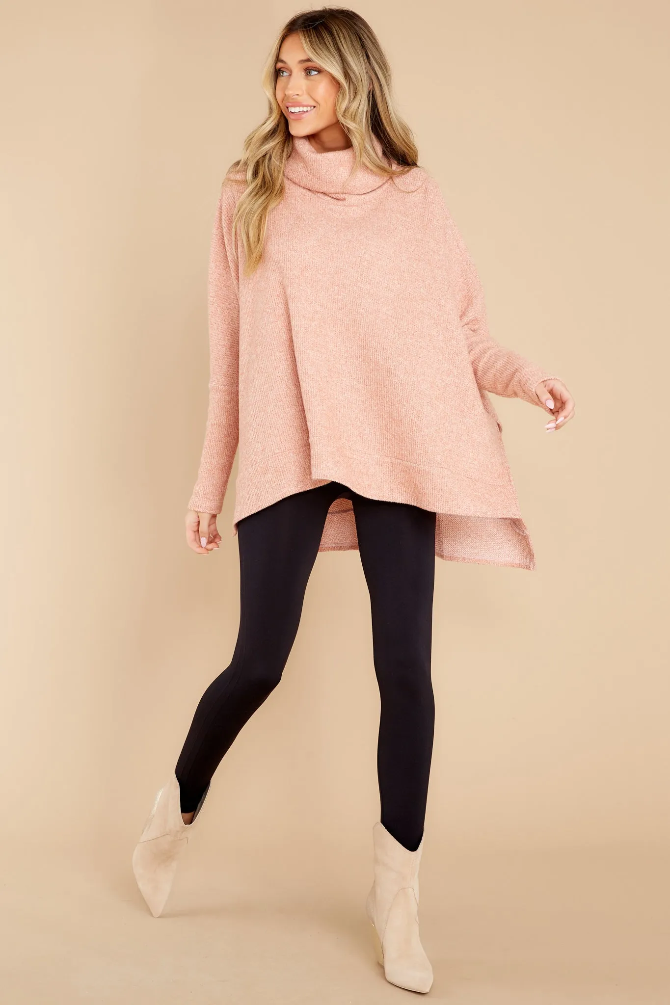 Chic Warmth Light Clay Turtleneck Sweater