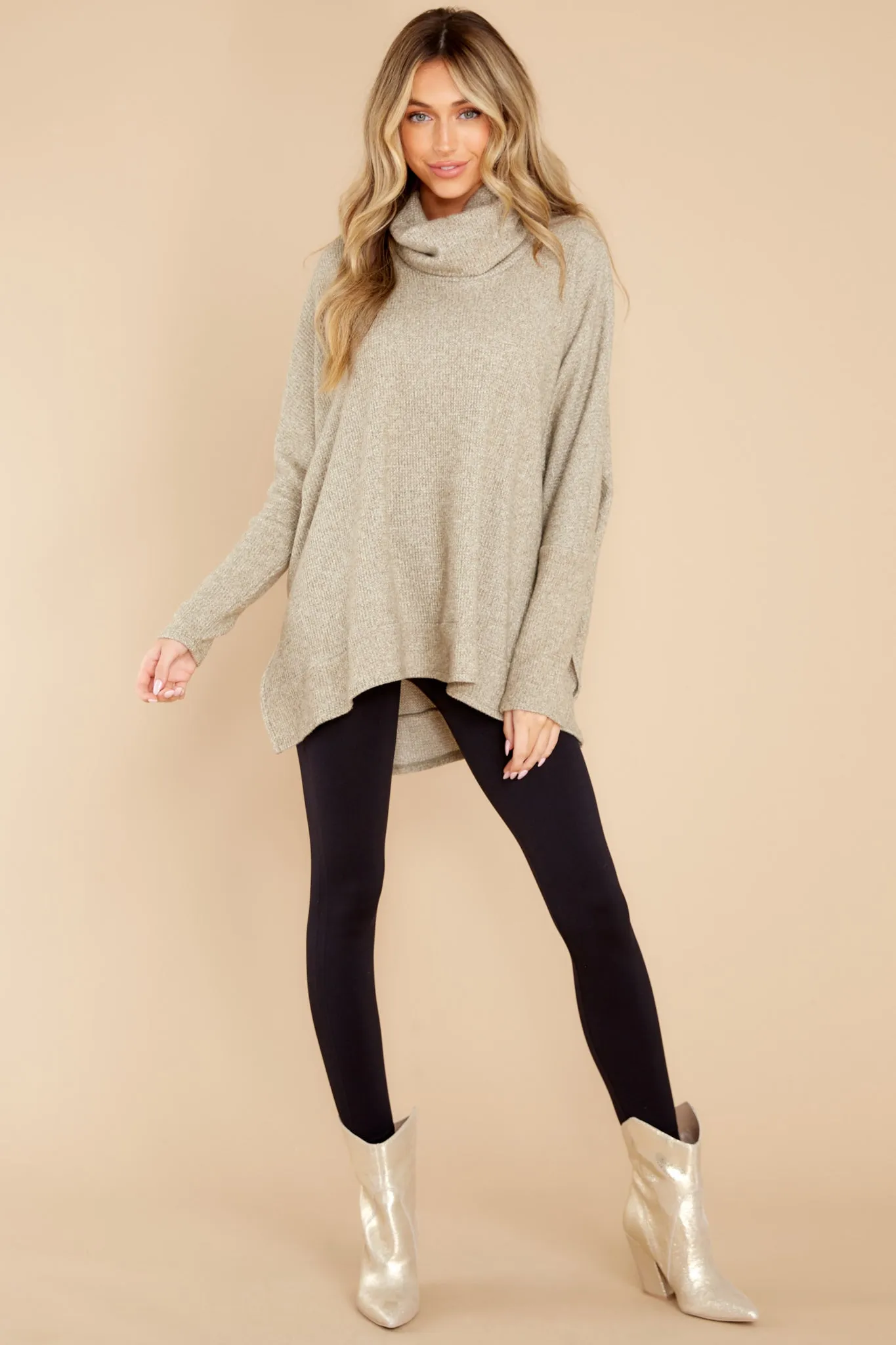 Chic Warmth Light Olive Turtleneck Sweater