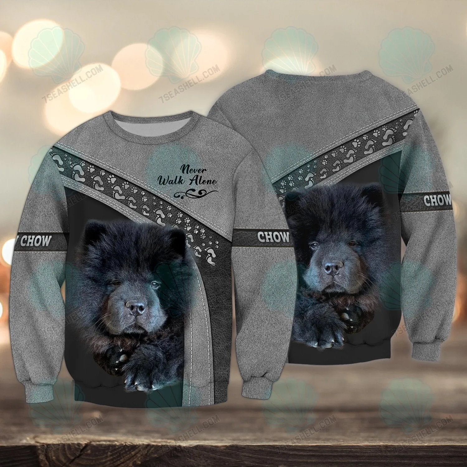 Chow Chow Love Never Walk Alone 3D Full Print Shirts 1575, Christmas Shirt for Dog Lovers