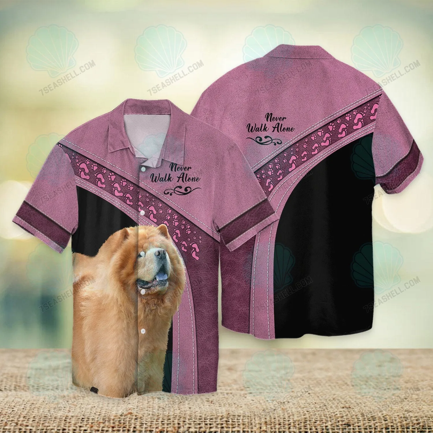 Chow Chow Love Pink Never Walk Alone 3D Full Print Shirts, Christmas Dog Memorial Gifts for loss of Dog