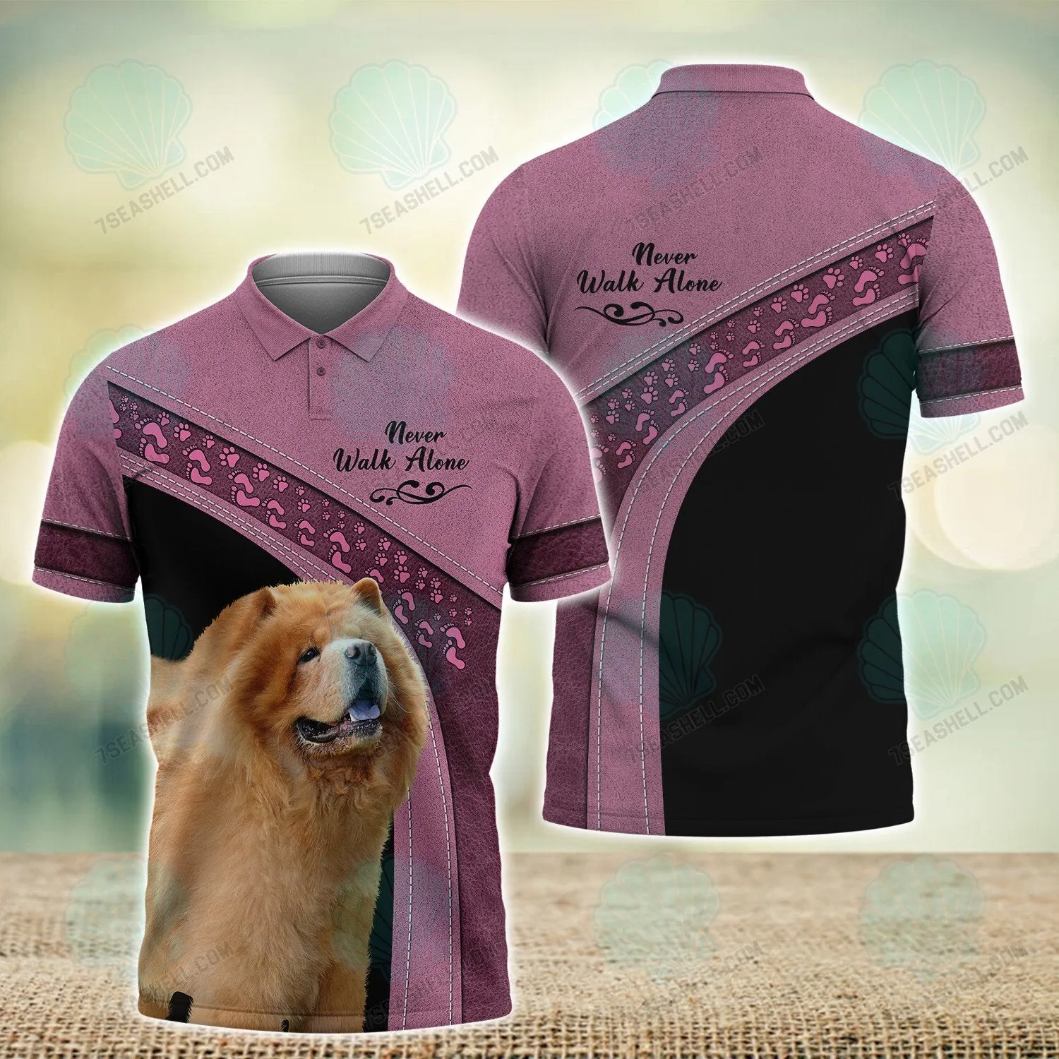 Chow Chow Love Pink Never Walk Alone 3D Full Print Shirts, Christmas Dog Memorial Gifts for loss of Dog