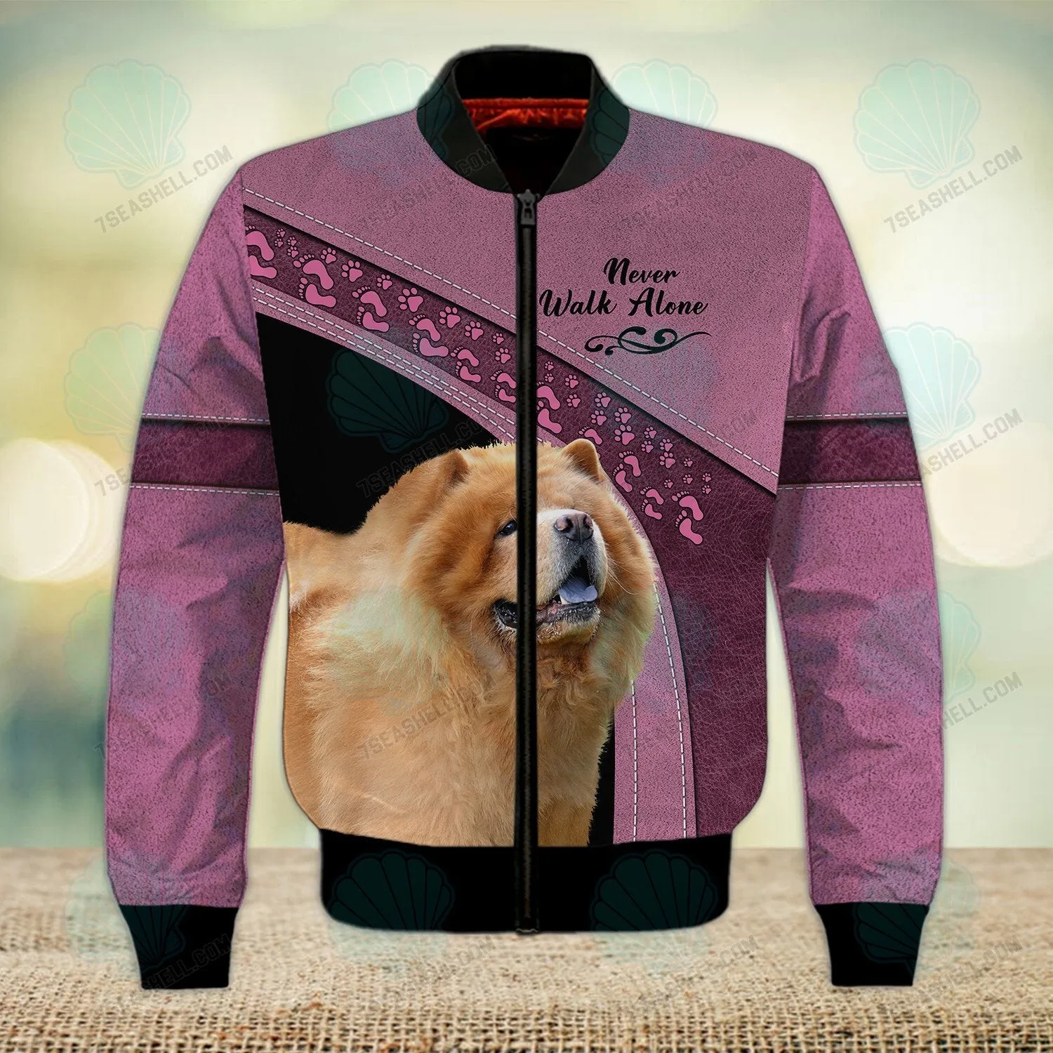 Chow Chow Love Pink Never Walk Alone 3D Full Print Shirts, Christmas Dog Memorial Gifts for loss of Dog