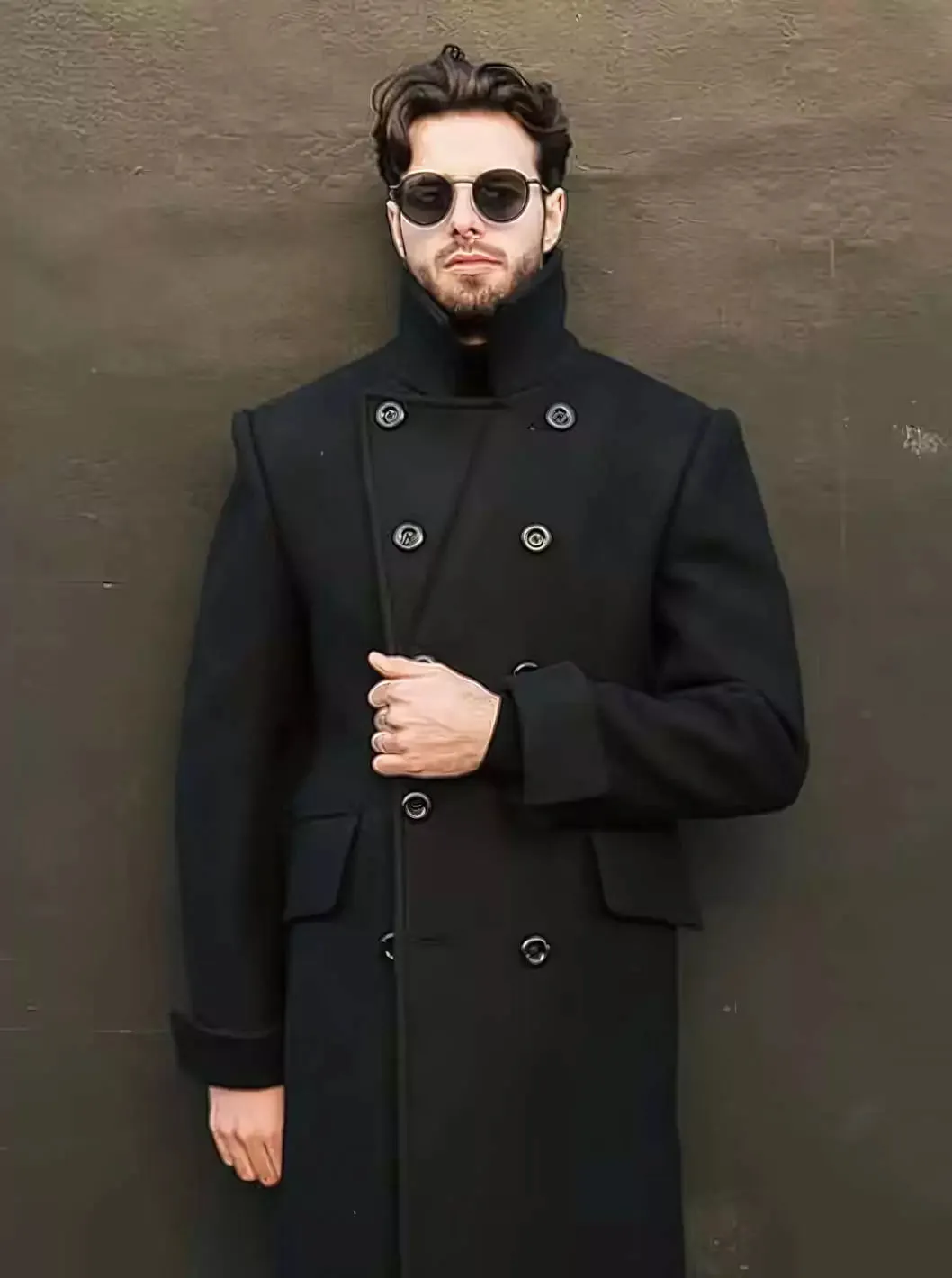 Classic Double-Breasted Wool Coat