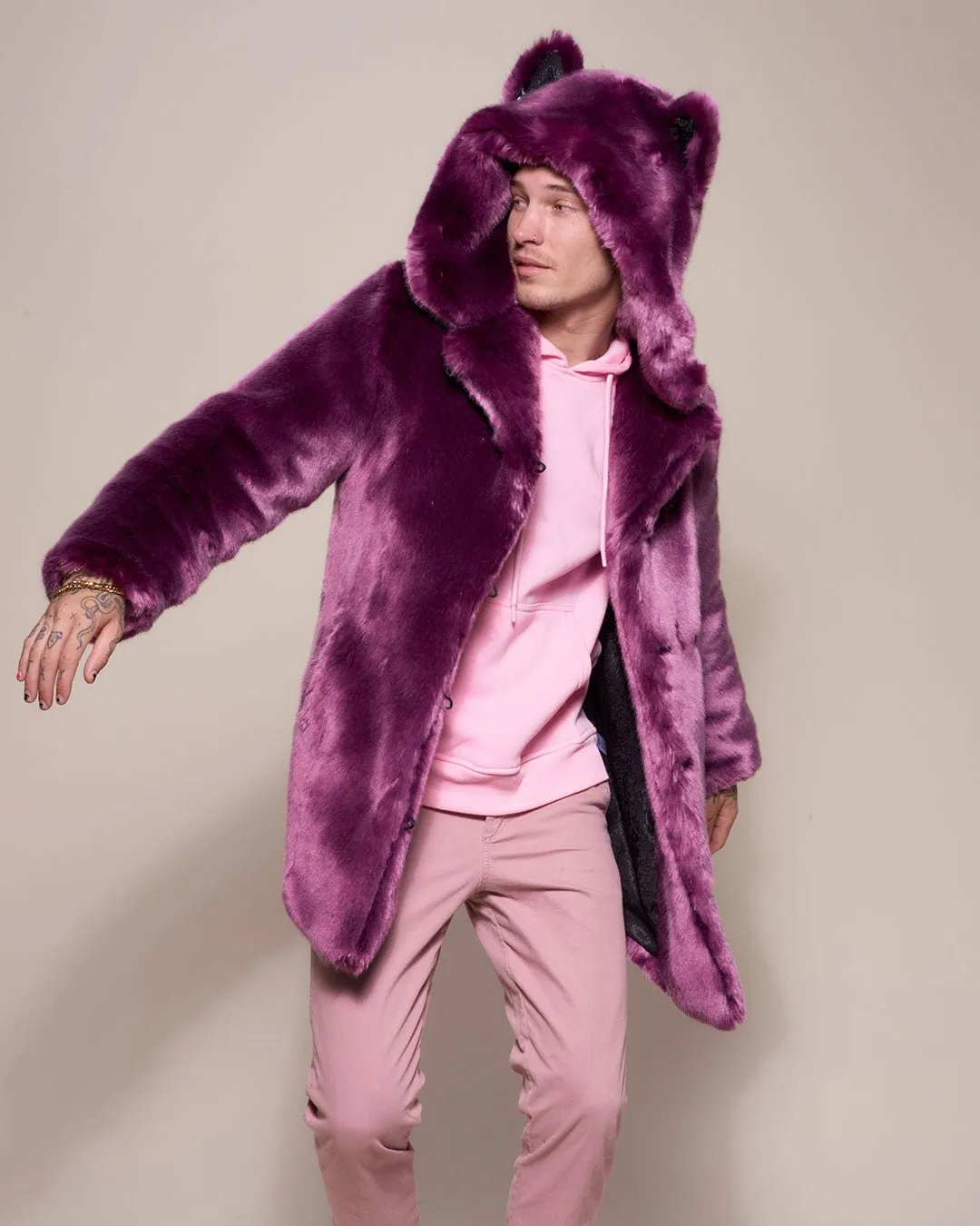 Classic Men's Faux Fur Coat | Lavender Wolf