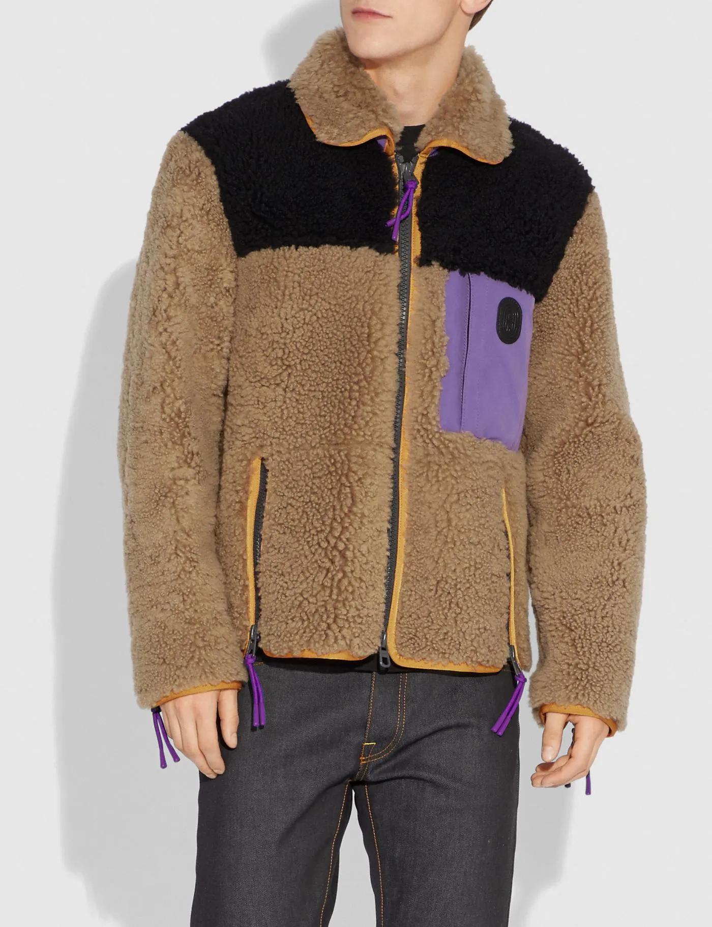 COACH Colorblock Shearling Jacket