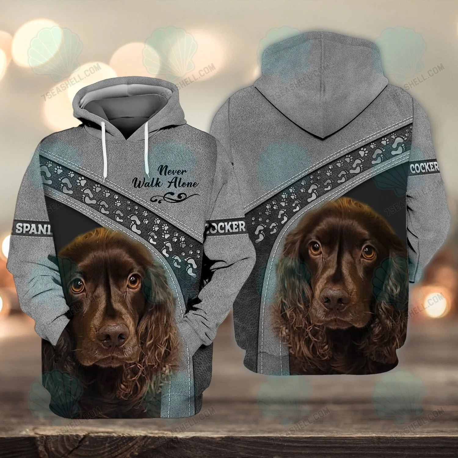 Cocker Spaniel Black Love Never Walk Alone 3D Full Print Shirts, Christmas Dog Memorial Gifts for loss of Dog